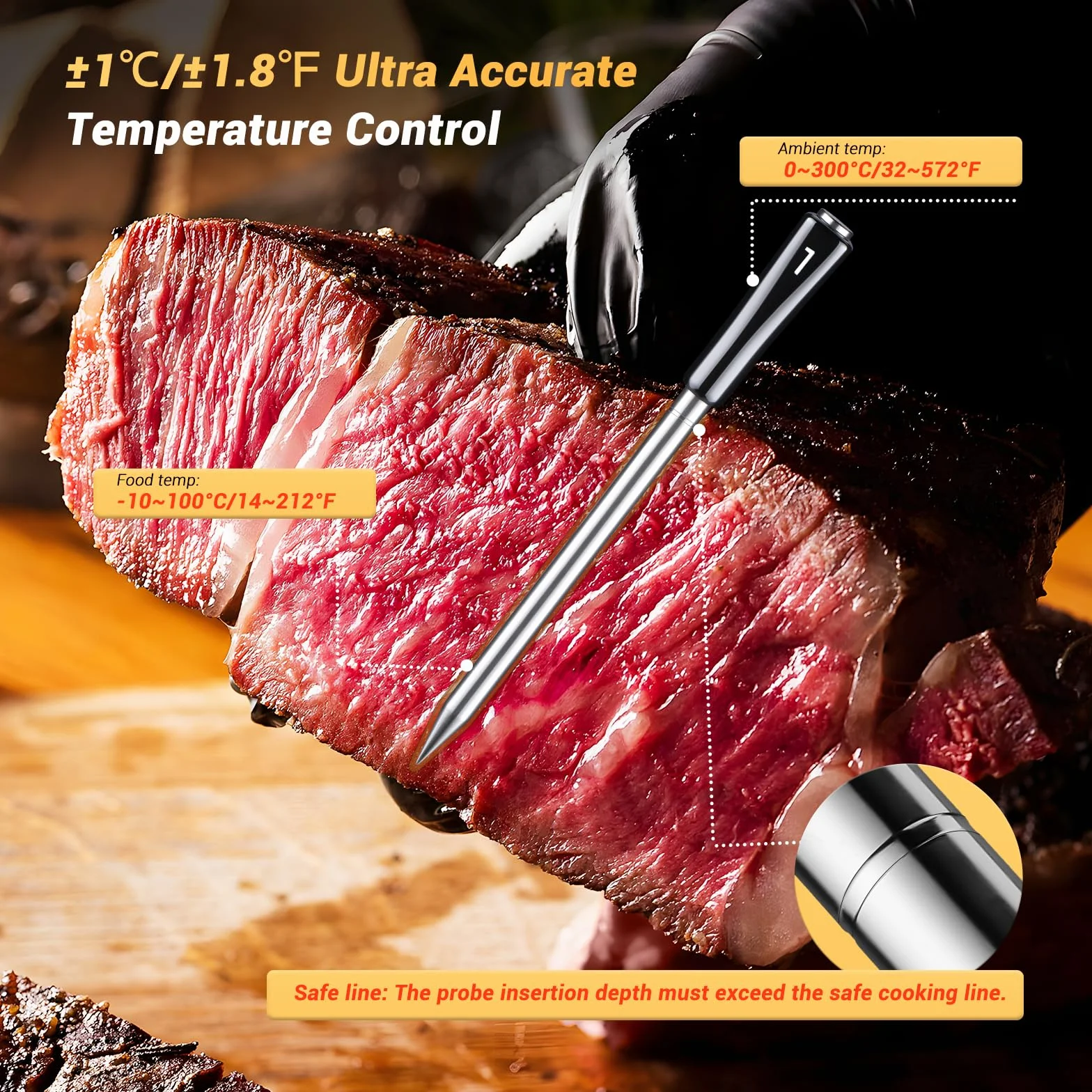 Inkbird INT-14-BW Thermomètre Cuisine Barbecue Wi-Fi 2,4 GHz Bluetooth 5.4