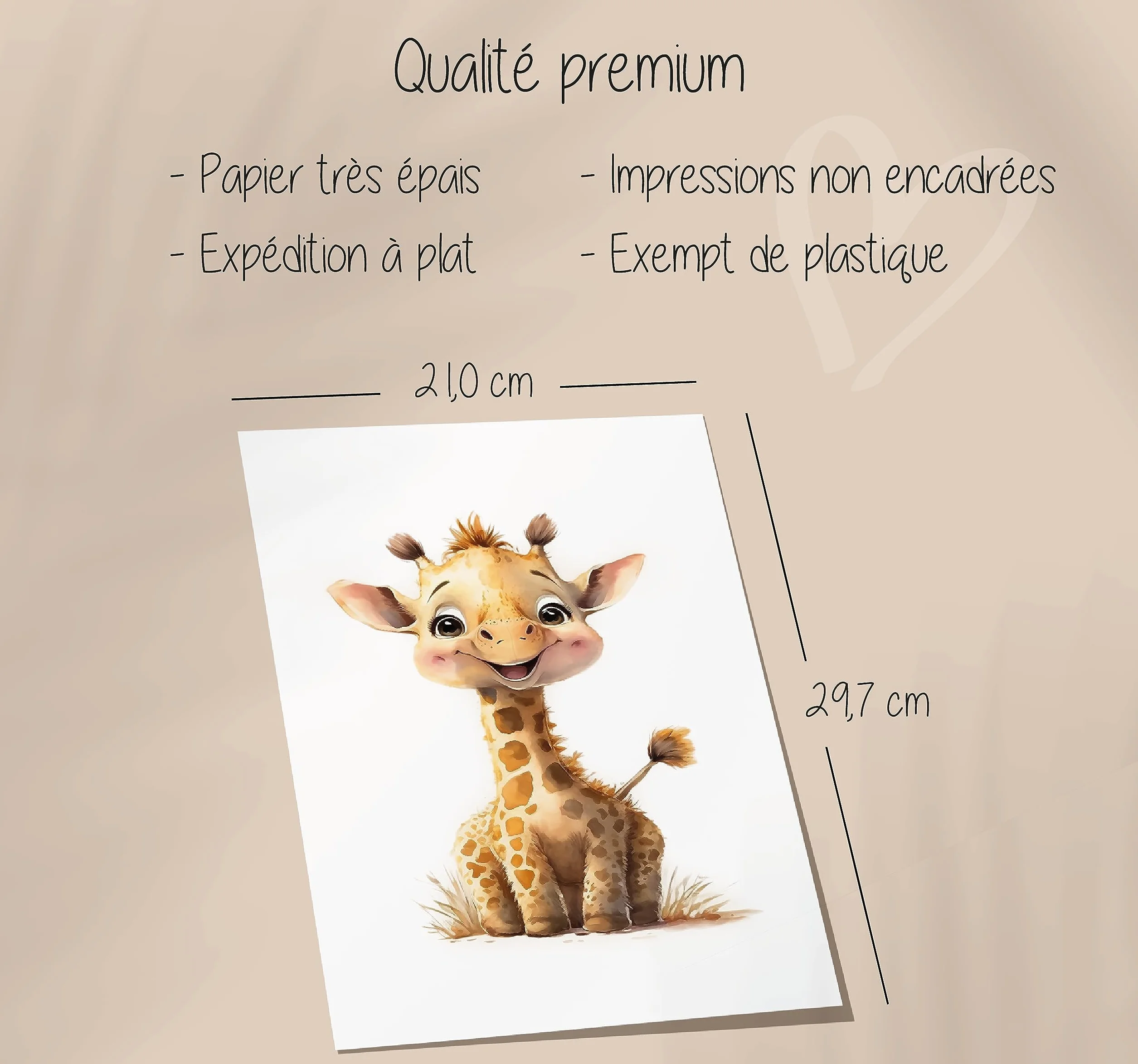 Lavema Affiche décorative chambre d'enfant animaux de safari en afrique Poster Images Murales A4 Sans cadre photo Décoration chambre de bébé