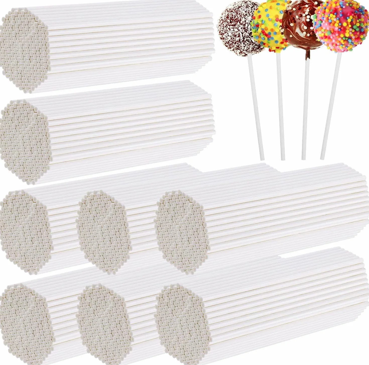 800 bâtonnets de sucettes réutilisables en plastique blanc 15,2 cm pour fabrication de bonbons