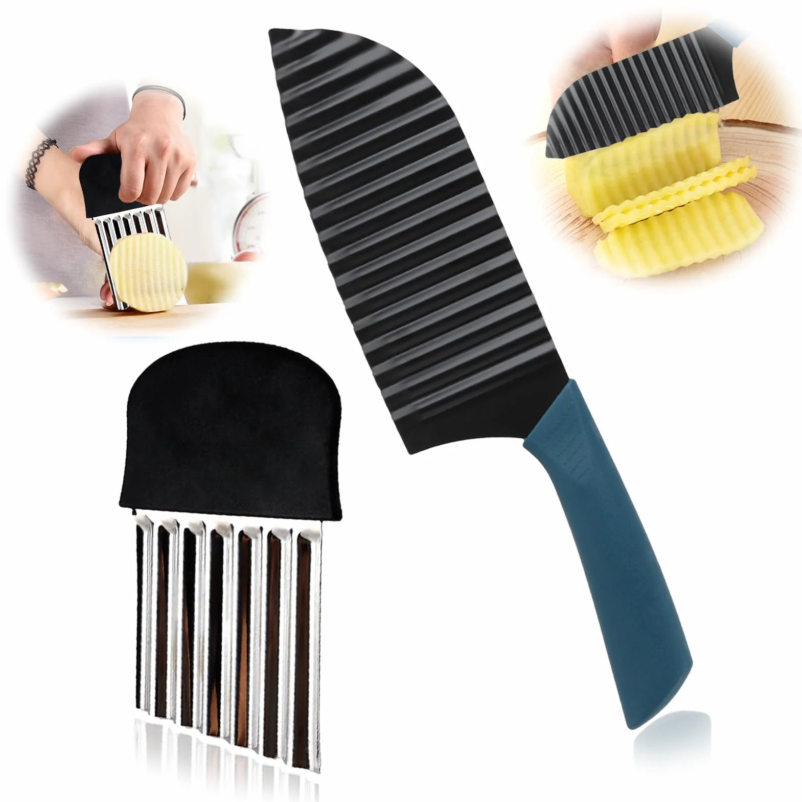 Trancheuse à Frites Couteau à Vagues 16,7 cm Lame Acier Inoxydable Coupe Légumes