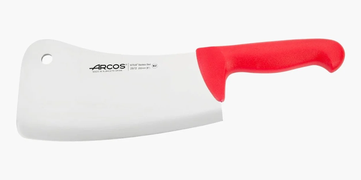 Arcos Couteau à Viande Acier Inoxydable Nitrum Lame 200 mm – Couteau de Boucher Professionnel, Poignée Ergonomique Polypropylène Rouge Série 2900