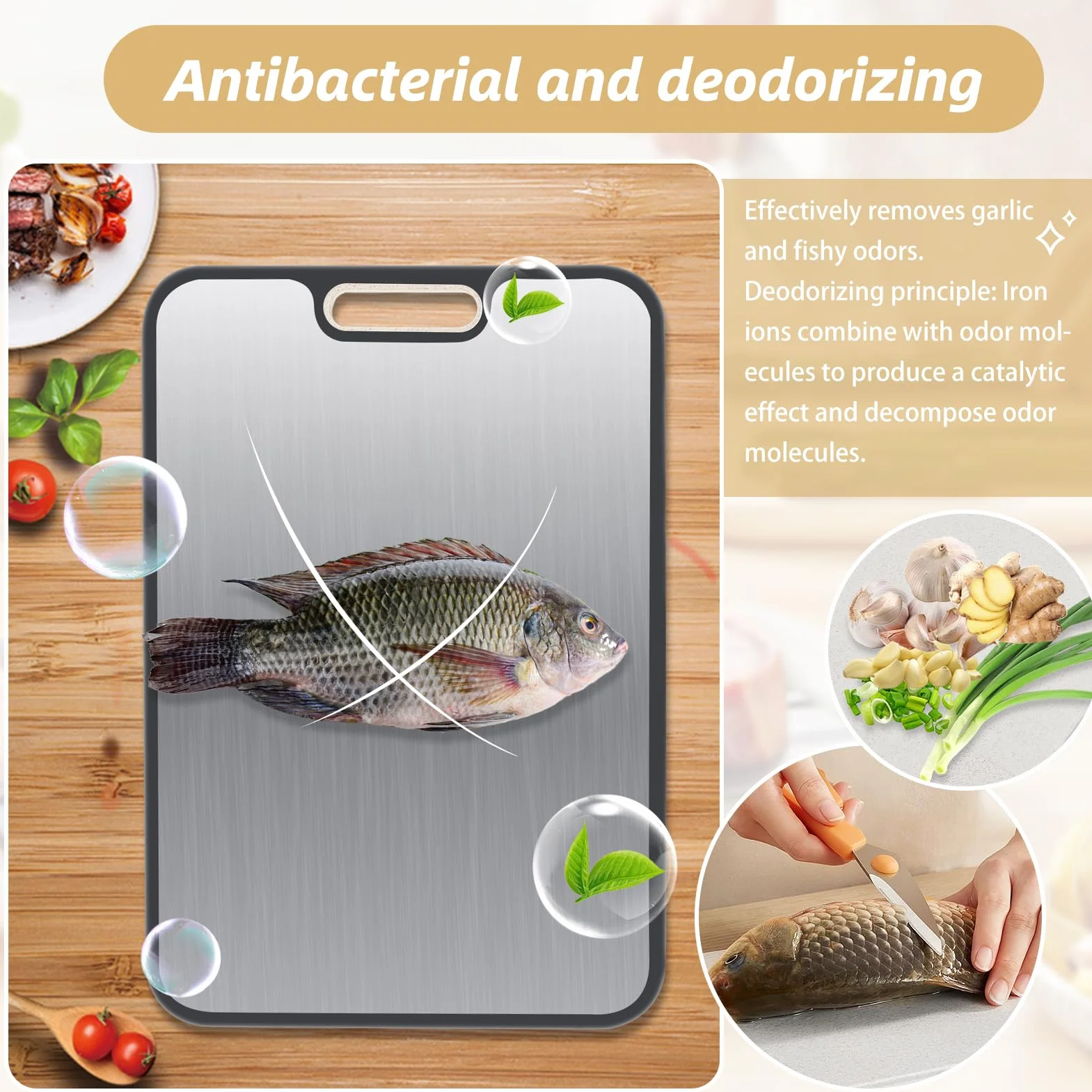 Zikenis Planche à Découper Inox Cuisine Antibactérienne Maille Résistant aux Rayures