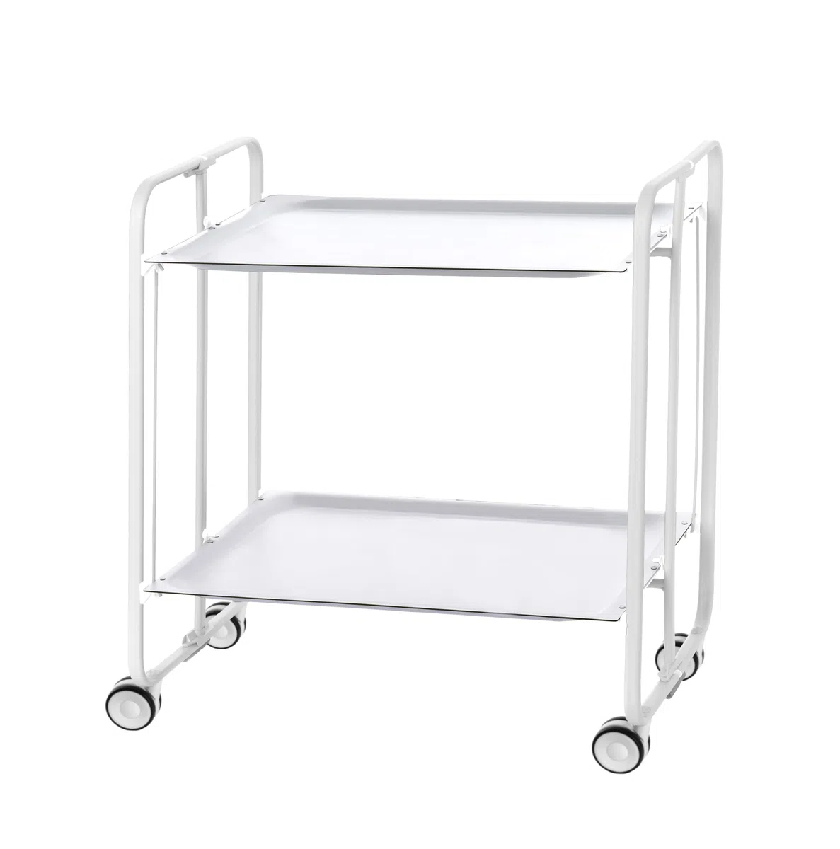 DON HIERRO - Table roulante Pliante Bauhaus châssis Blanc, 2 Plateaux-Blanc