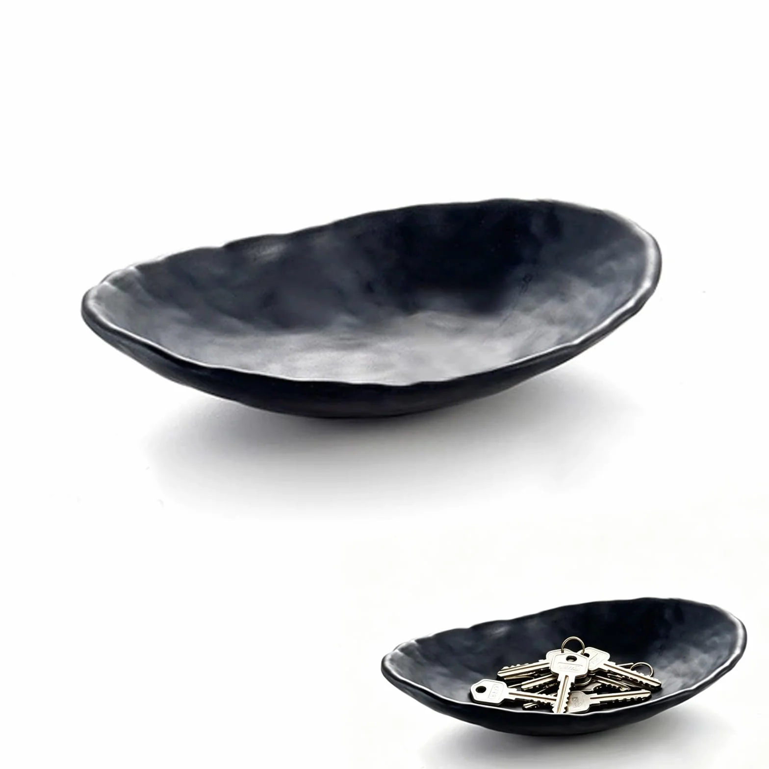 Plateau à clés ovale noir 19,4 x 12,6 x 4,2 cm rangement pratique décoration moderne
