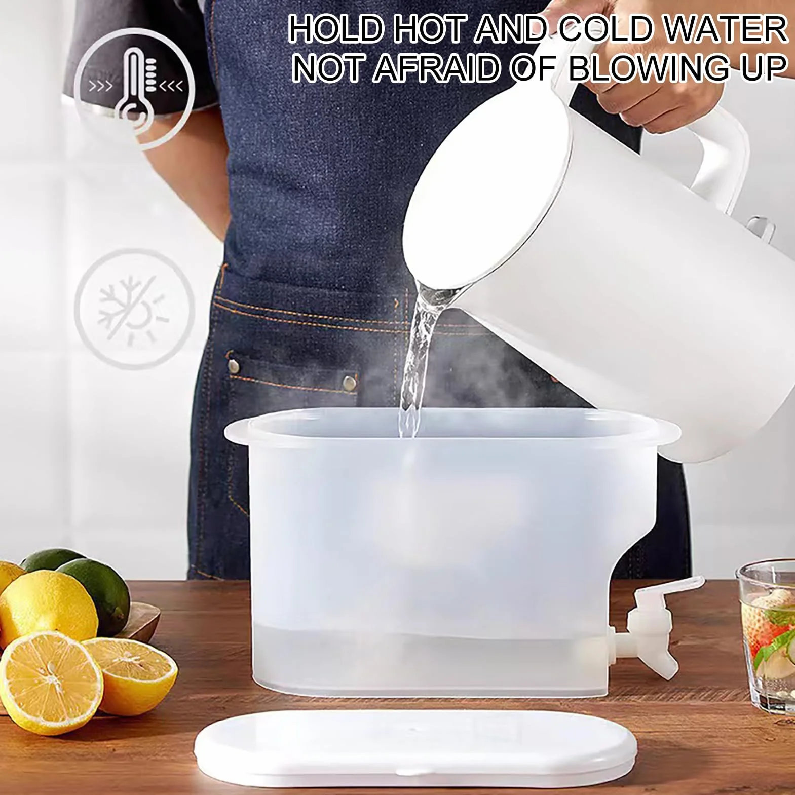 Distributeur de Boisson 3,5L avec Robinet, Grande Capacité, Plastique, pour Thé Glacé, Limonade