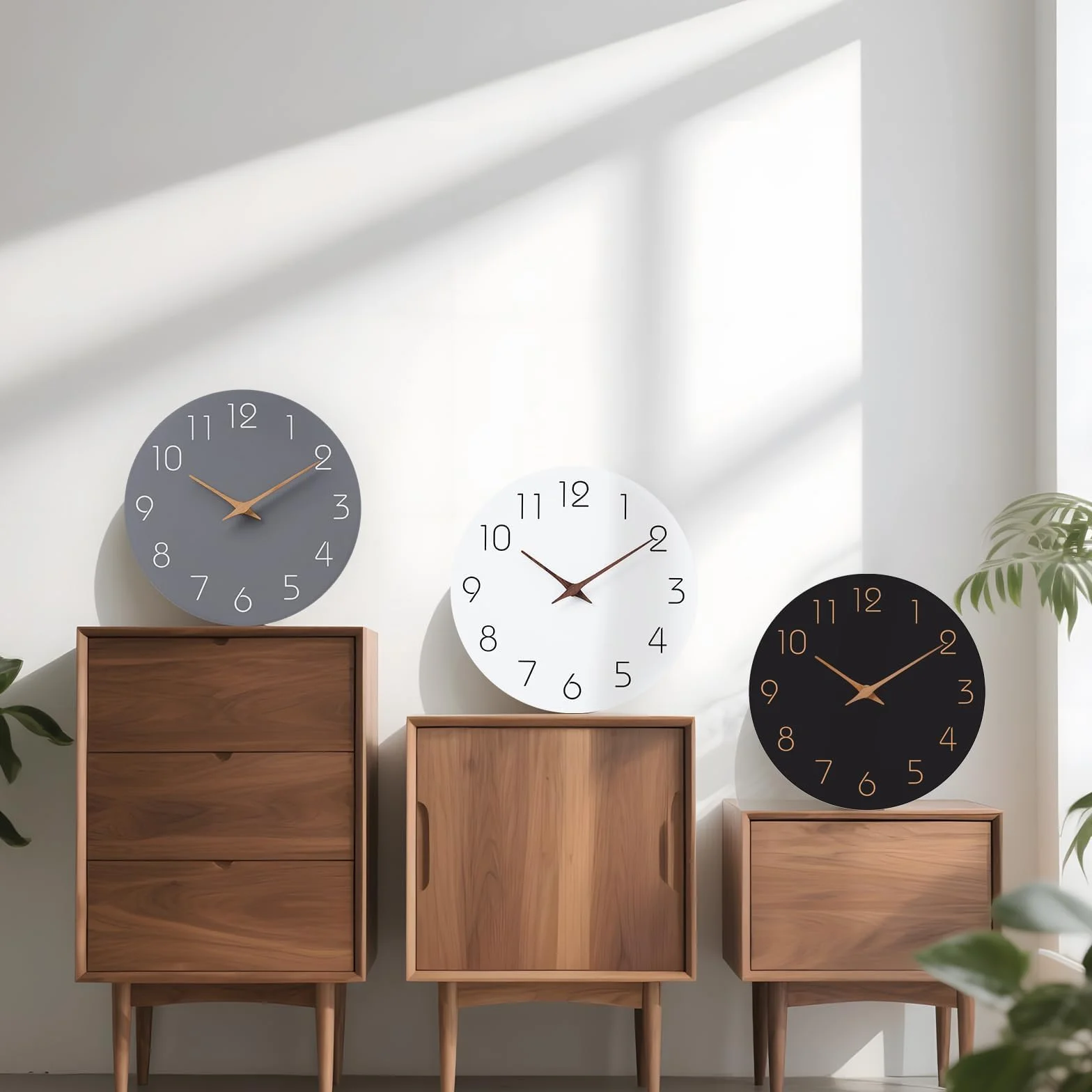 Horloge Murale Silencieuse 20cm Bois Design Moderne Noire
