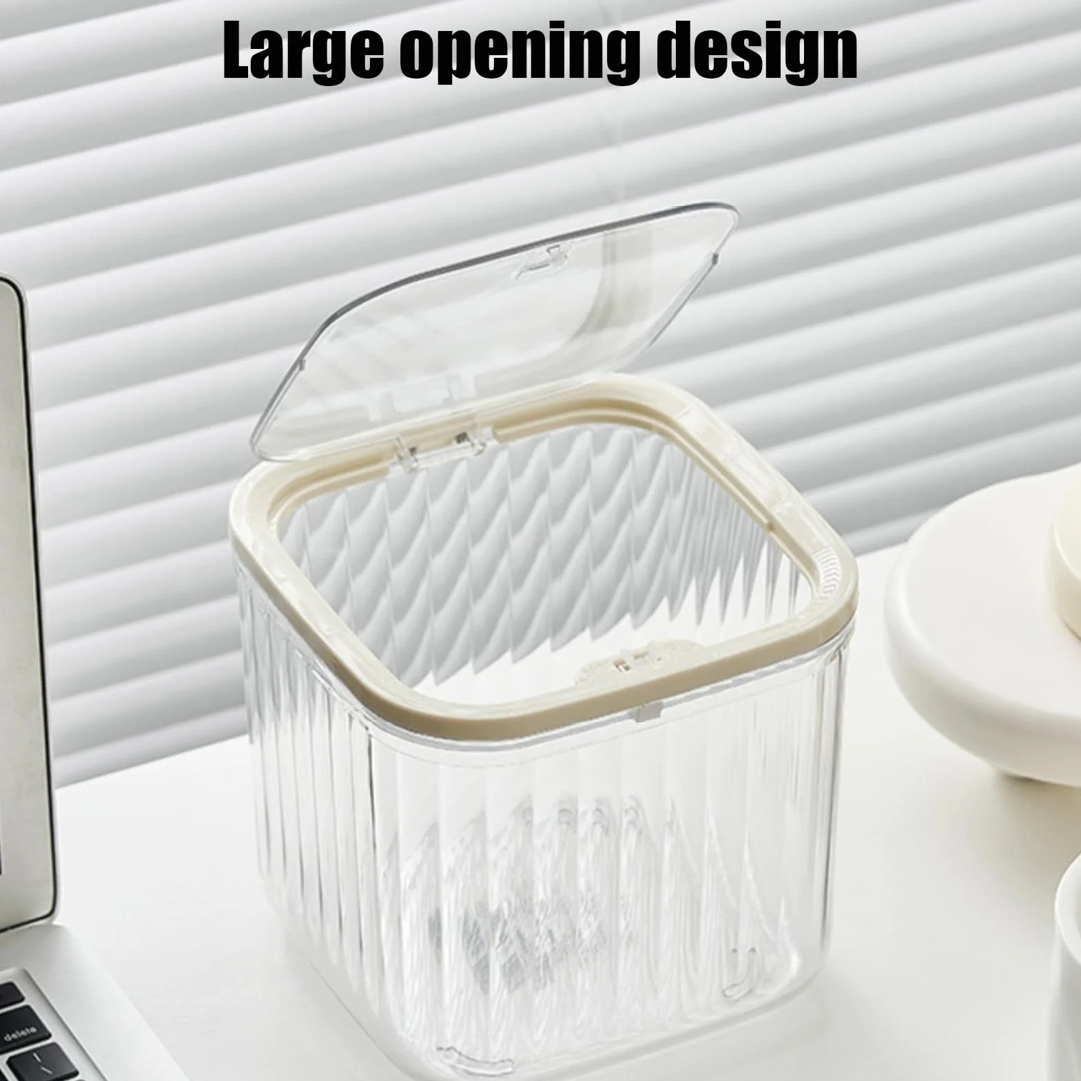 Générique Press Lid Desk Trash Can 6.02x6.02x5.51 Inches Transparent Garbage Container