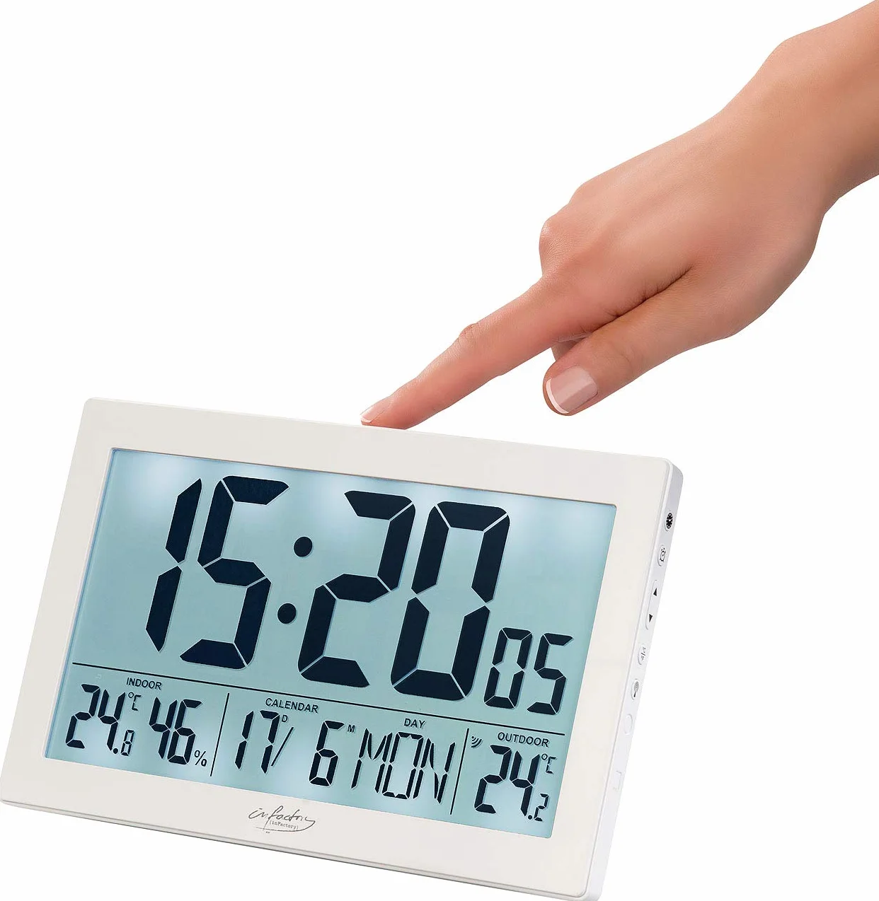 infactory Horloge Radio-pilotée XL Thermo-hygromètre Capteur Extérieur