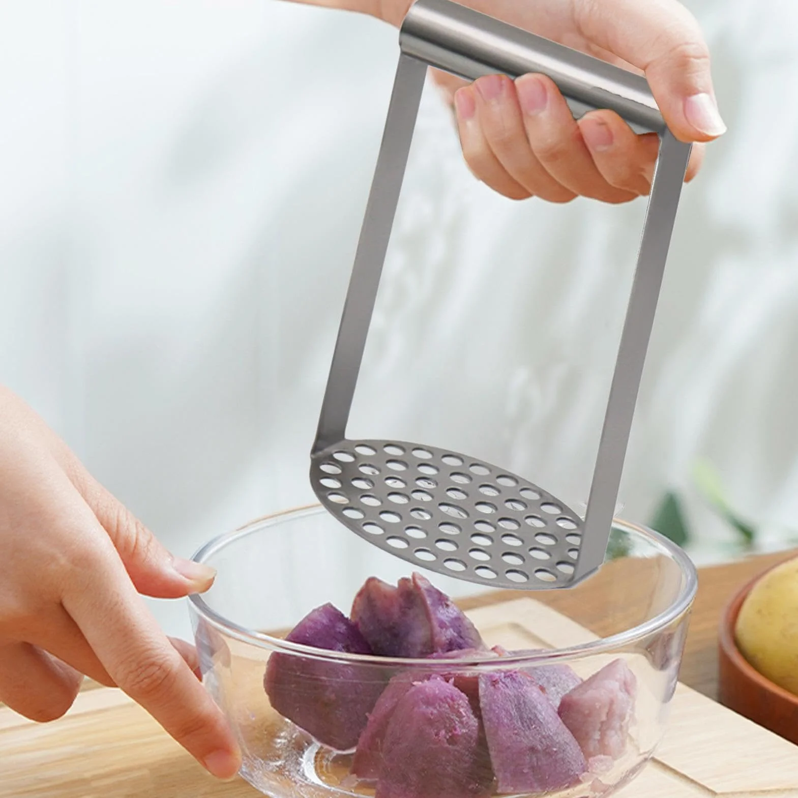 Stainless Steel Potato Masher 11x8.6x18cm Heavy Duty for Avocado Guacamole Mashed Potatoes