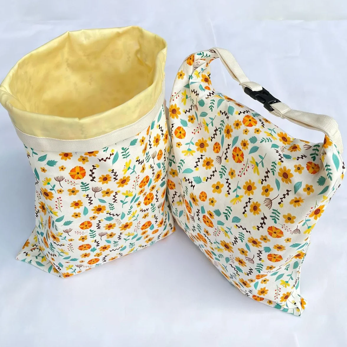 EHOTER Lot De 2 Sacs À Pain en Cire d'abeille Réutilisable Grand avec Poignée pour Baguette Fruits Légumes