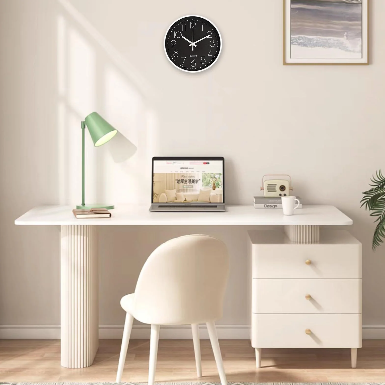 CIMOYBAI 20cm Horloge Murale Silencieuse Ronde, Moderne, Facile à Lire, Noir