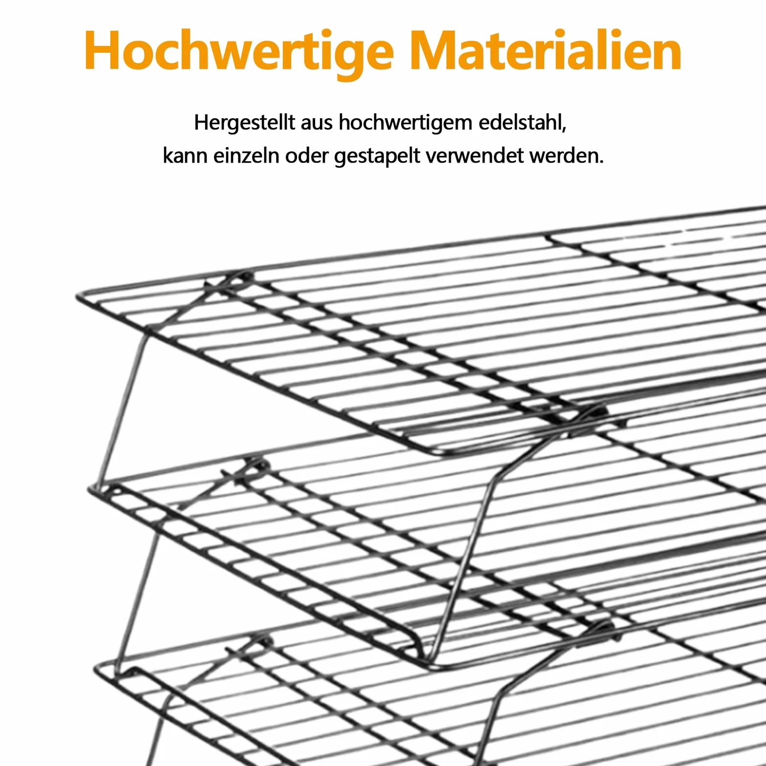 Grille de Refroidissement Acier Inoxydable 40 x 25 cm Lot de 3 Empilables Noir