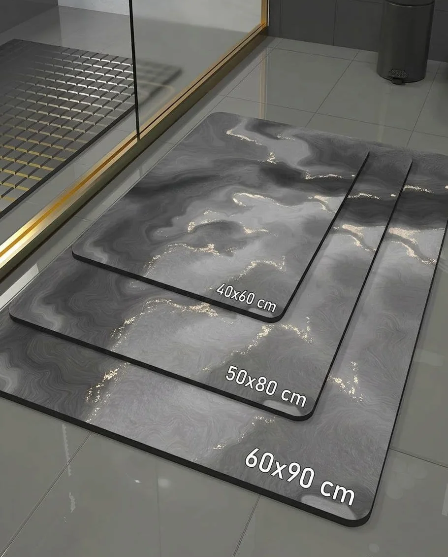 Tapis de Bain en Pierre de Diatomée Super Absorbant et Antidérapant