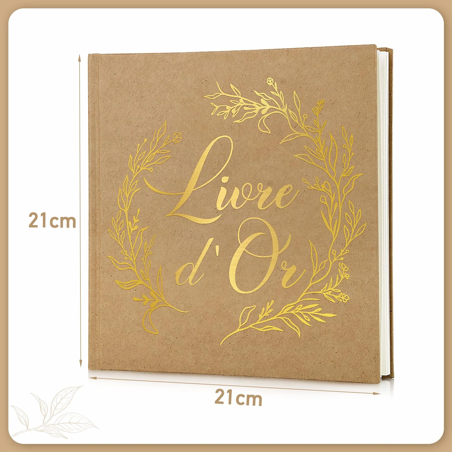 Livre d'or Mariage 60 pages Couverture Rigide Kraft Guest-Book Registre