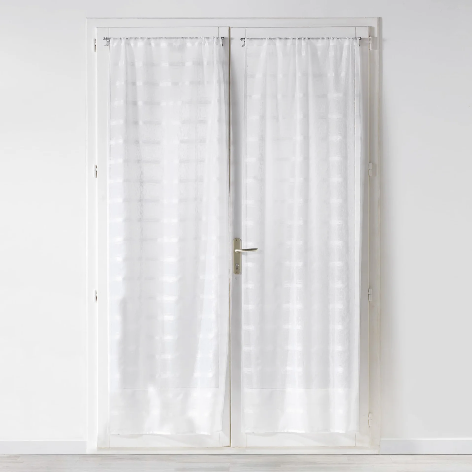 Paire Droite Passe-Tringle Candide Blanc Voile Sablé 70 x 200 cm
