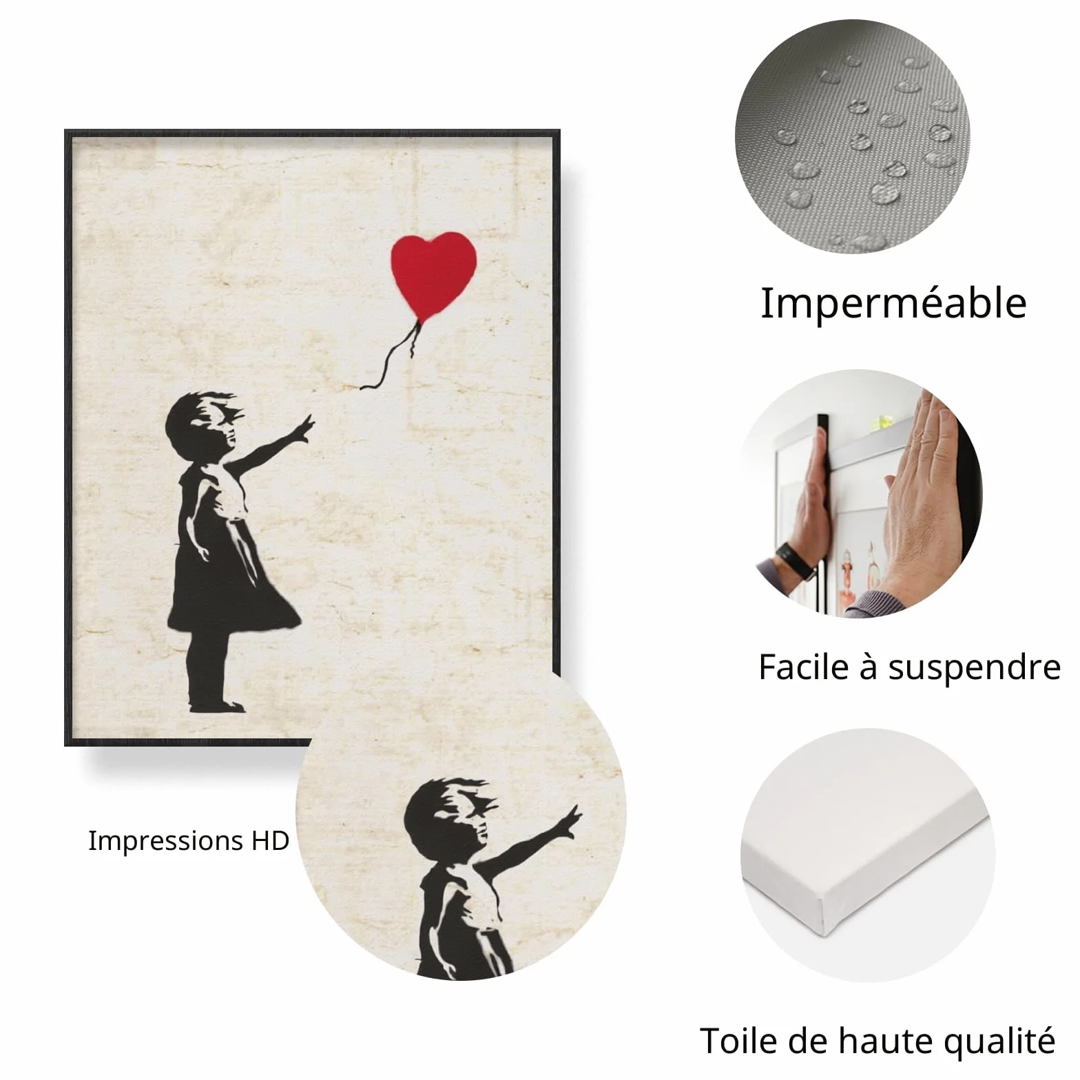 Banksy Lot de 9 Impressions sur Toile Panda Sans Cadre 20,3 x 25,4 cm