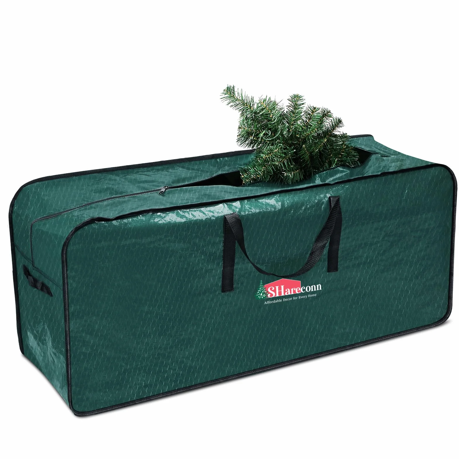 SHareconn Sac de Rangement pour Sapin de Noël 7.5 Pieds 230 cm, Durable Vert