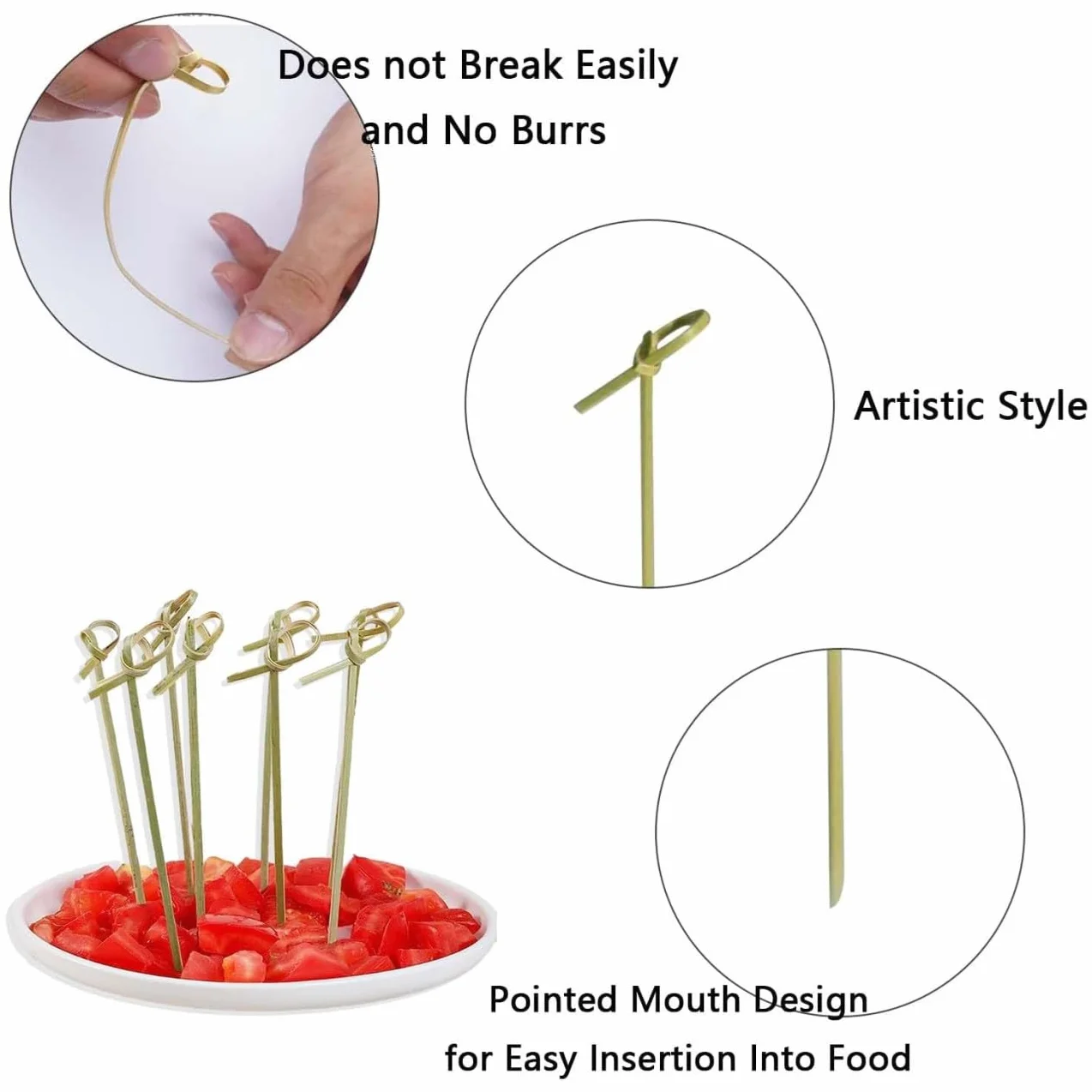 Pics à Cocktail Cure Dents en Bambou 7cm Lot de 100 - Brochettes Apéritifs pour Fête
