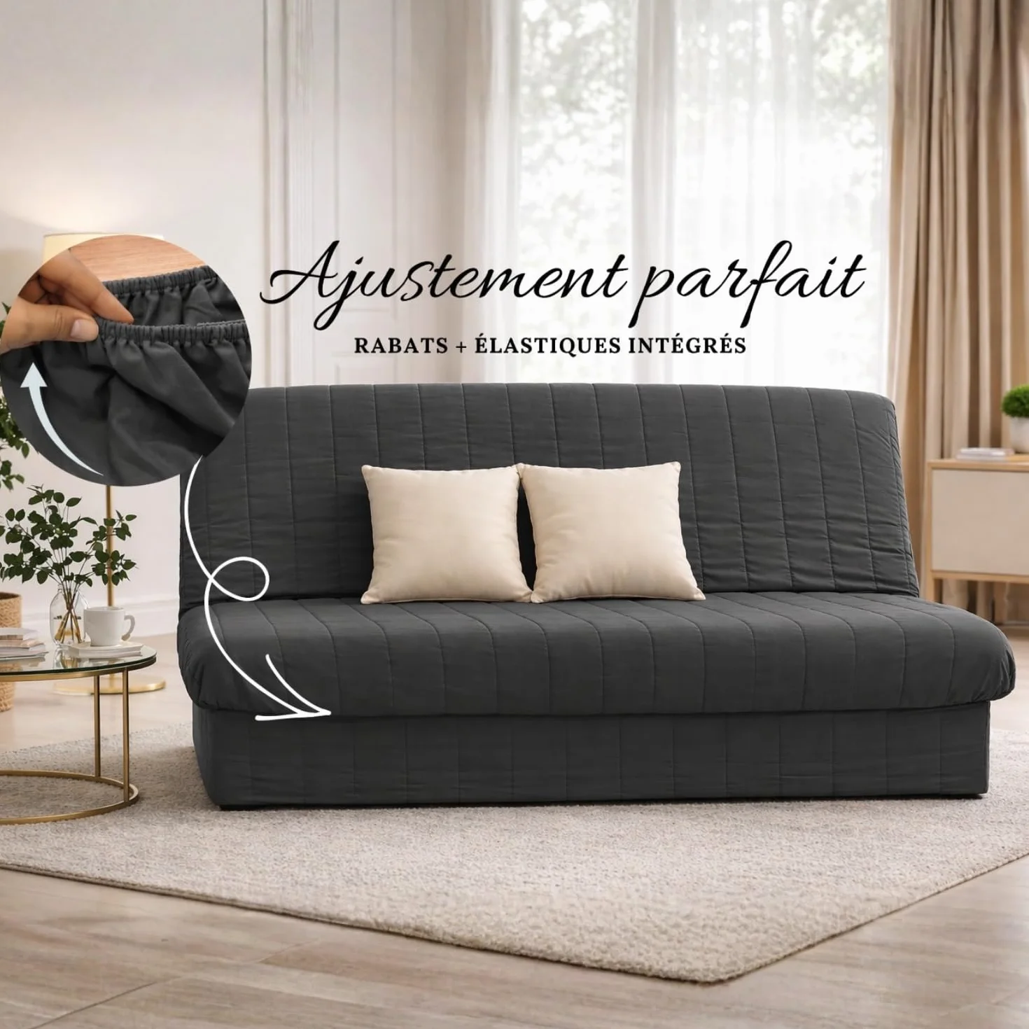 Housse De Clic Clac Matelassée Anthracite