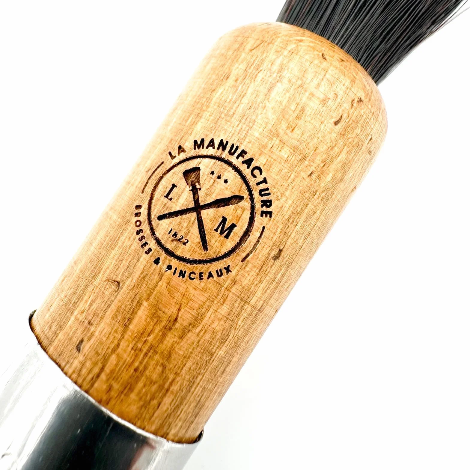 Brosse à Champignons et Légumes Double Face Bois de Hêtre Fibres de Tampico Crin de Cheval Virole Inox