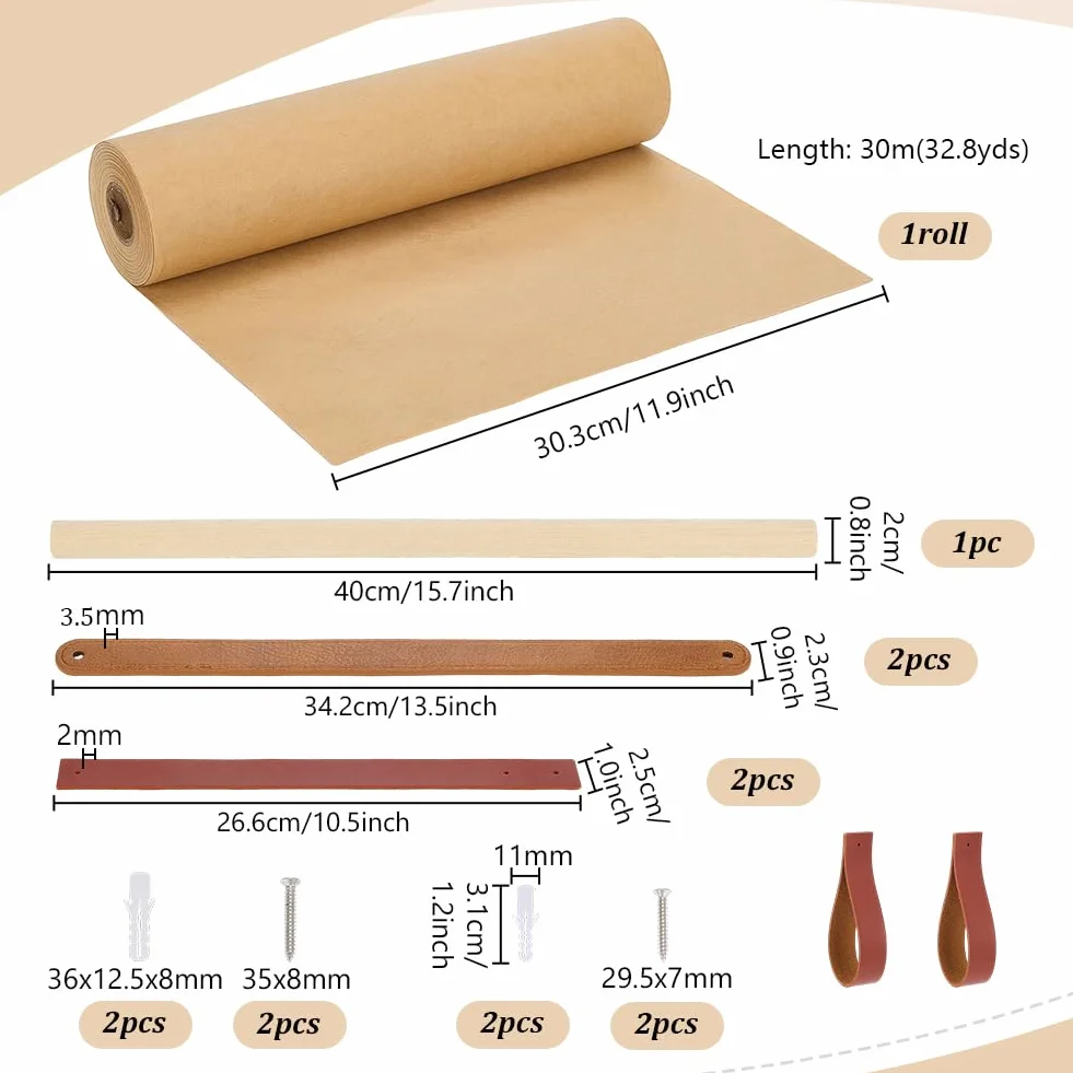 PH PandaHall 30mx30cm Support de Rouleau de Papier Kraft Marron Distributeur Mural Créatif