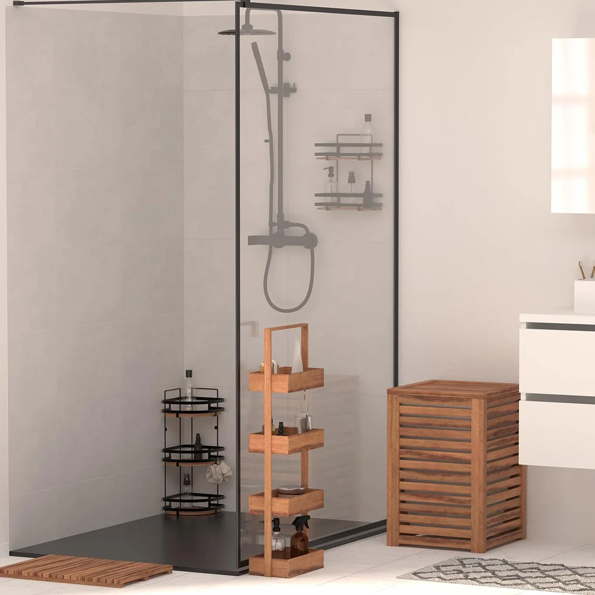Tapis de Bain Caillebotis en Acacia 56x36cm Antidérapant Résistant à l'Humidité
