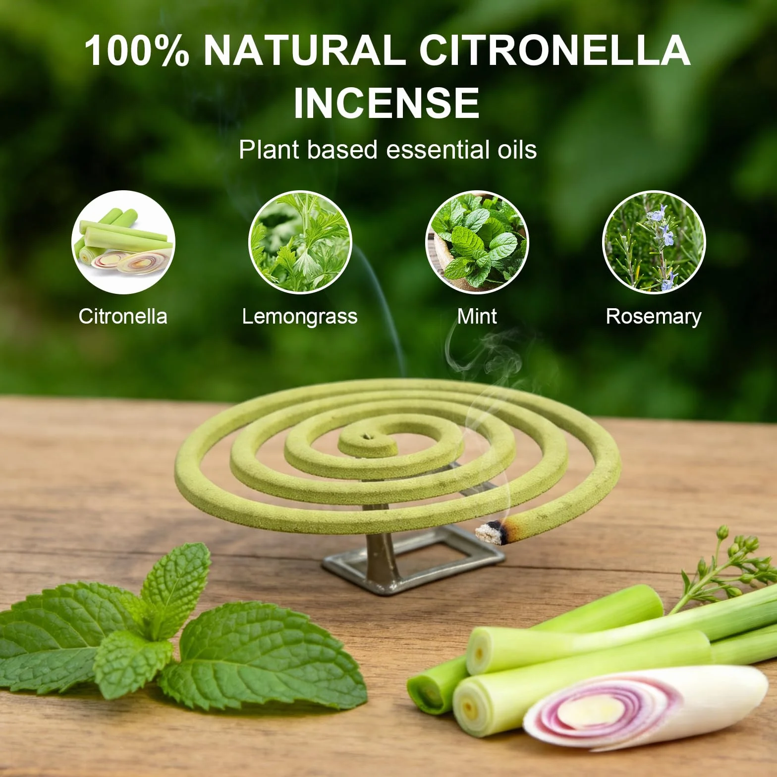 Spirales Encens Citronnelle 432 h 48 spirales 4 supports Intérieur Extérieur Jardin Camping
