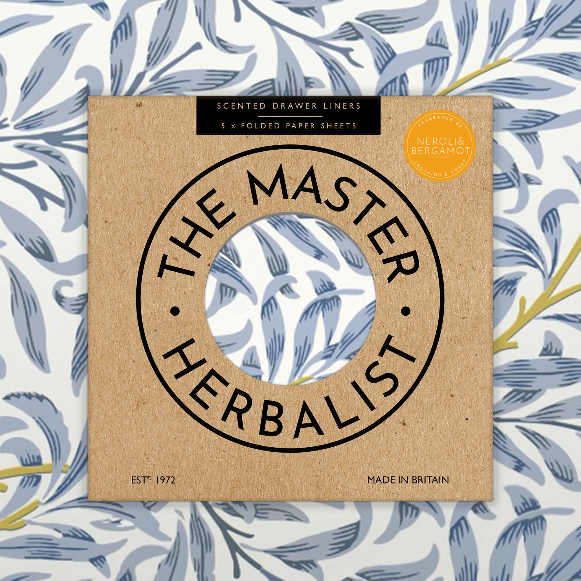 The Master Herbalist Feuilles de Papier Parfumées Pour Tiroir 5 Feuilles Huiles Essentielles Bleu Néroli et Bergamote