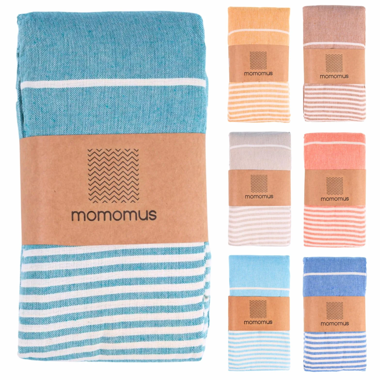 MOMOMUS Fouta de Plage XXL Anti-Sable 100% Coton Grande Serviette 210x240 cm Vert de Mer