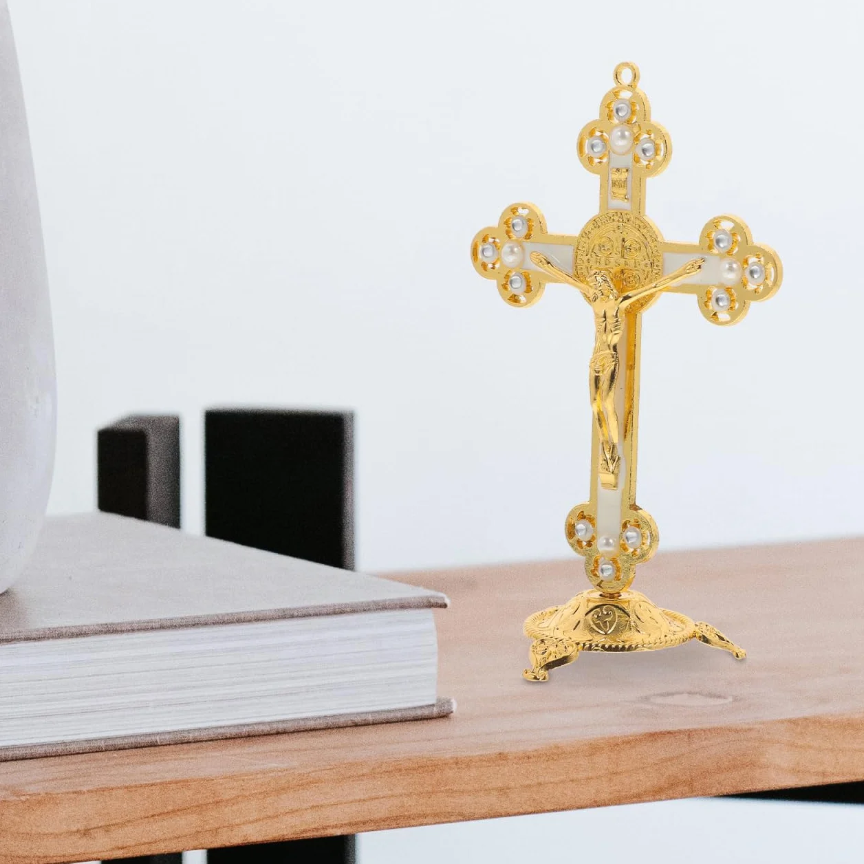 Statue De Jésus En Croix Dorée Décoration Religieuse Murale Pour Salon