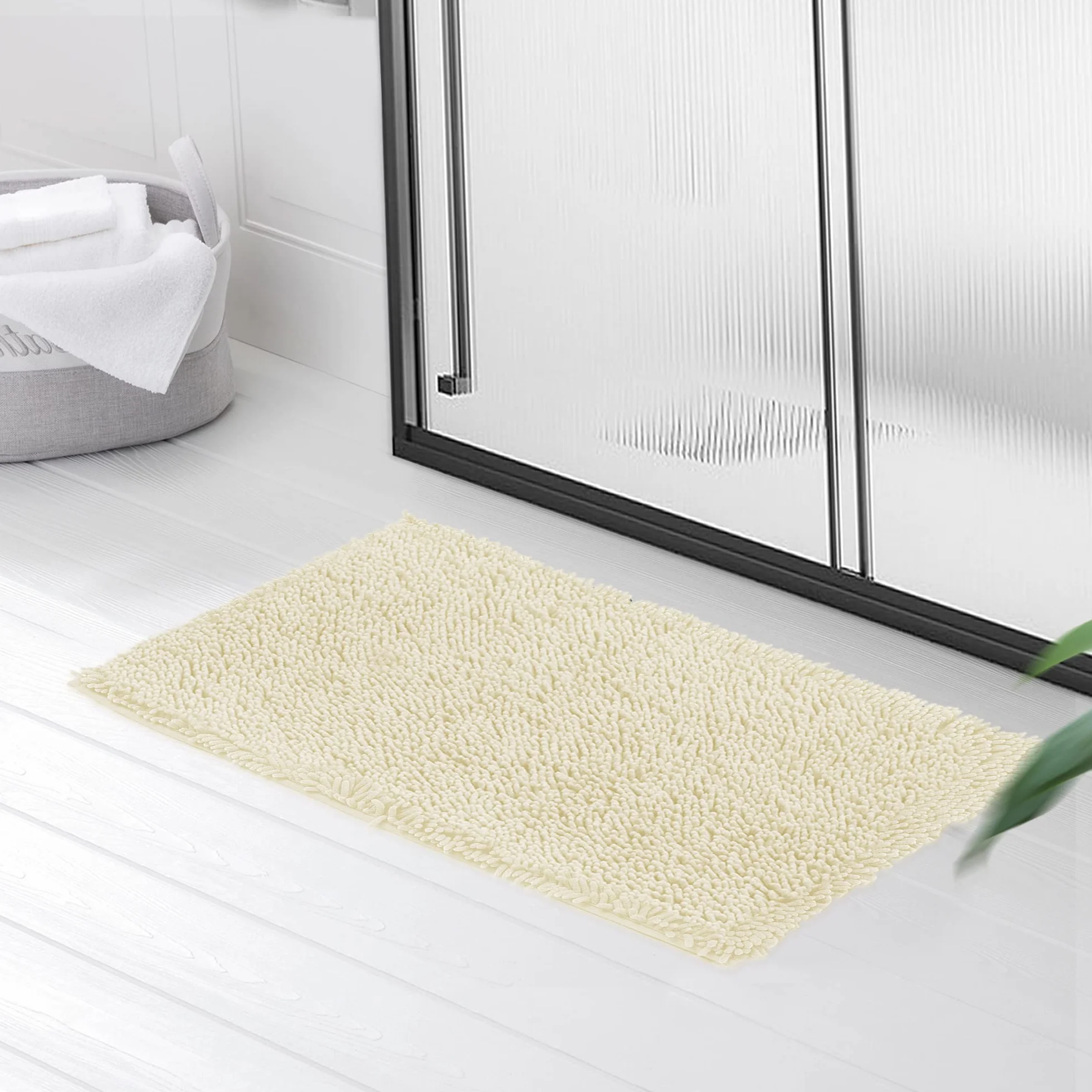 Tapis de Bain en Microfibre 40x60 cm Antidérapant Beige