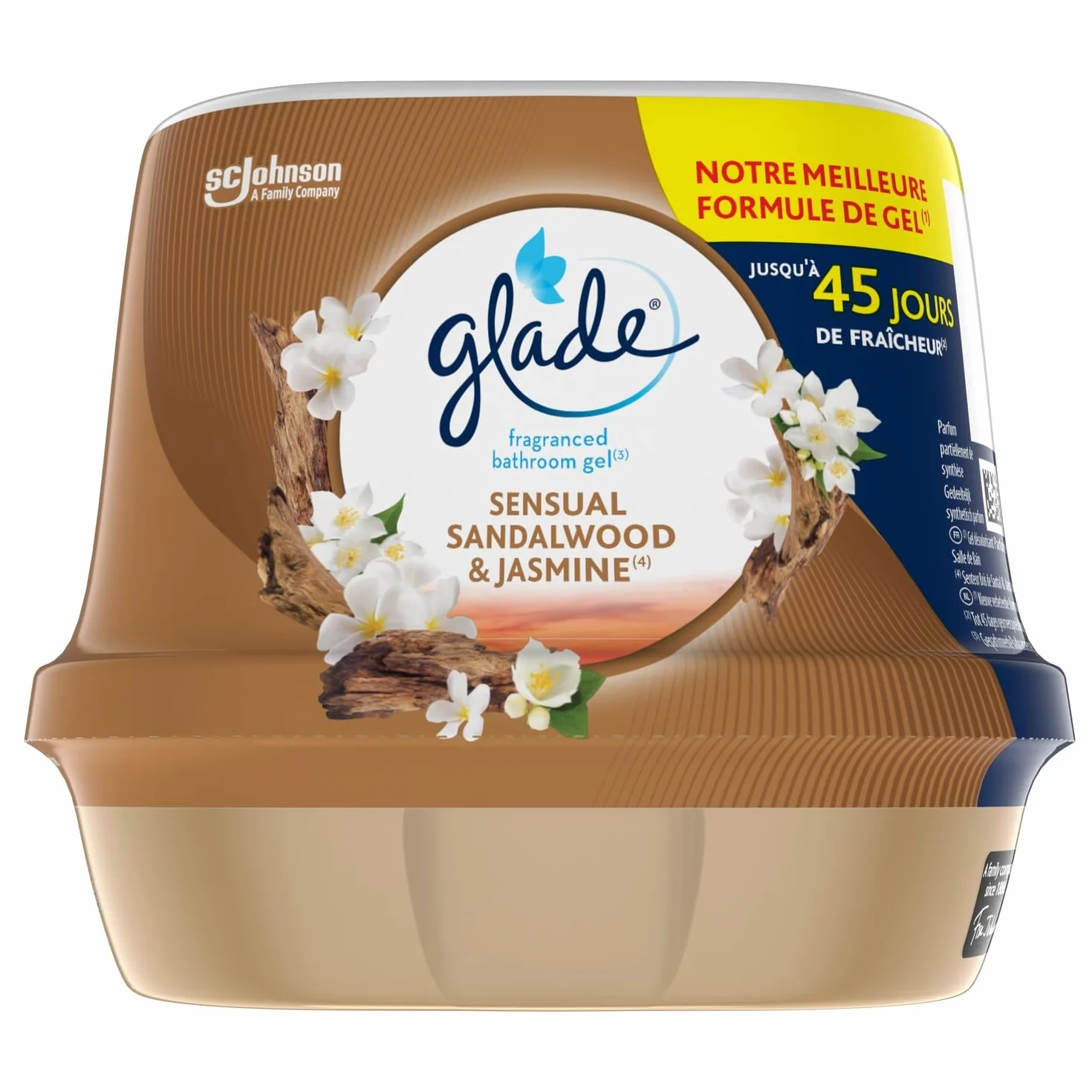 Glade Gel Premium Désodorisant Toilette Salle de Bain Sensual Sandalwood Jasmine 45 Jours