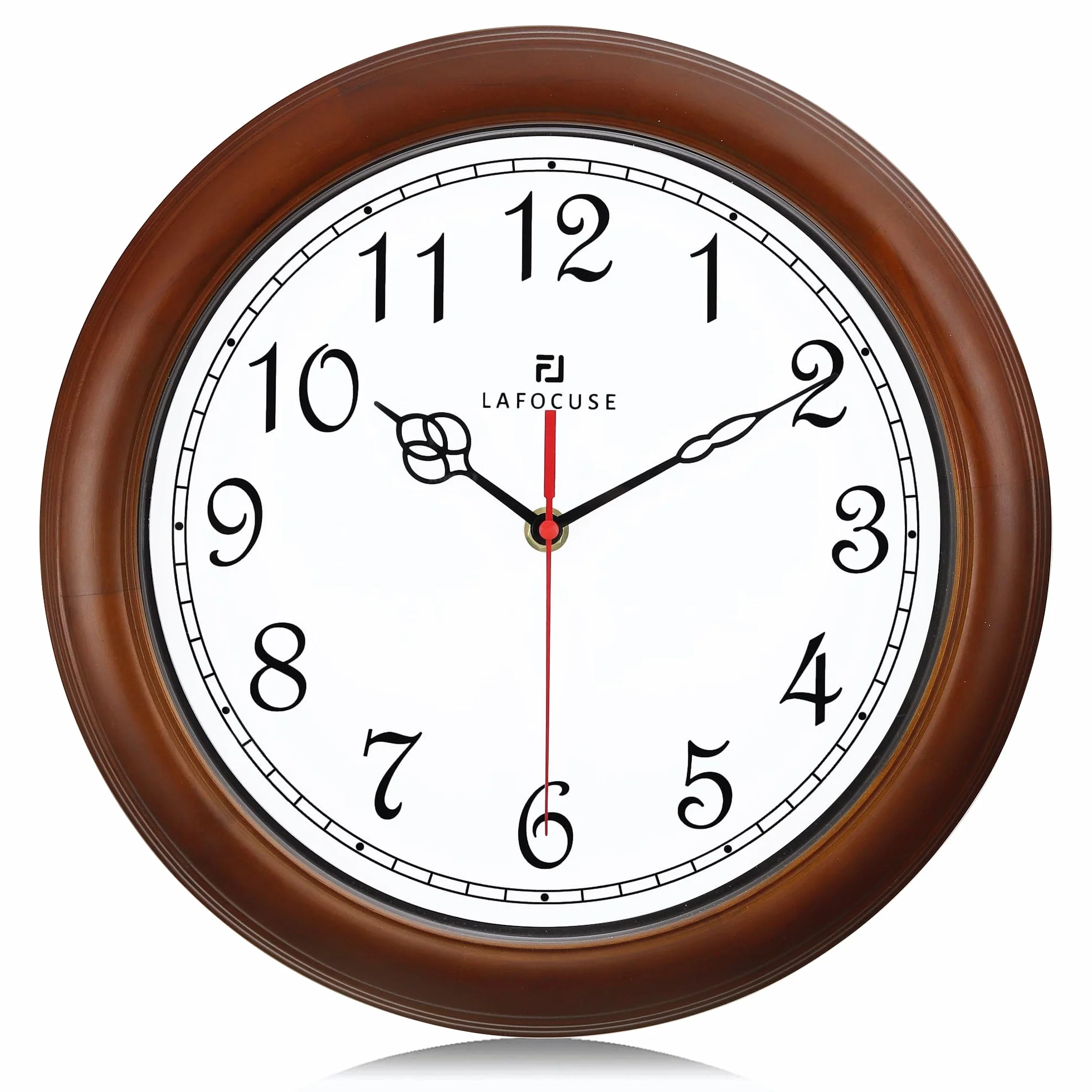 Lafocuse Horloge Murale Bois Massif Vintage 30cm Silencieuse Design Retro