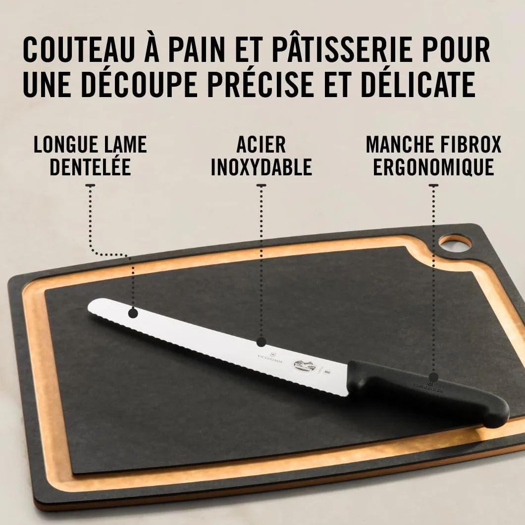 Victorinox Fibrox Couteau à pâtisserie denté 26 cm Inox Noir