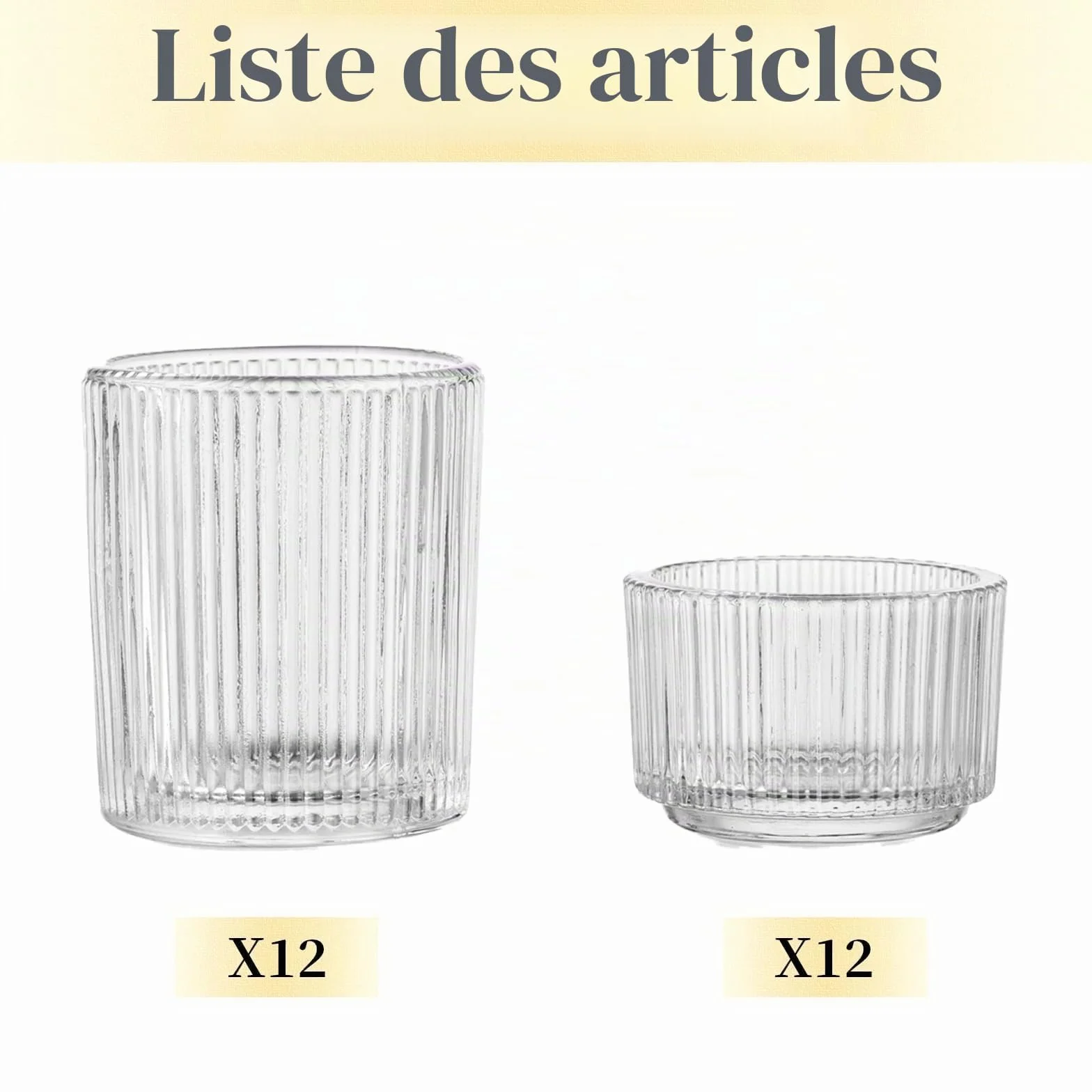 Porte-Bougies à Réchaud en Verre Transparent 24 Pièces
