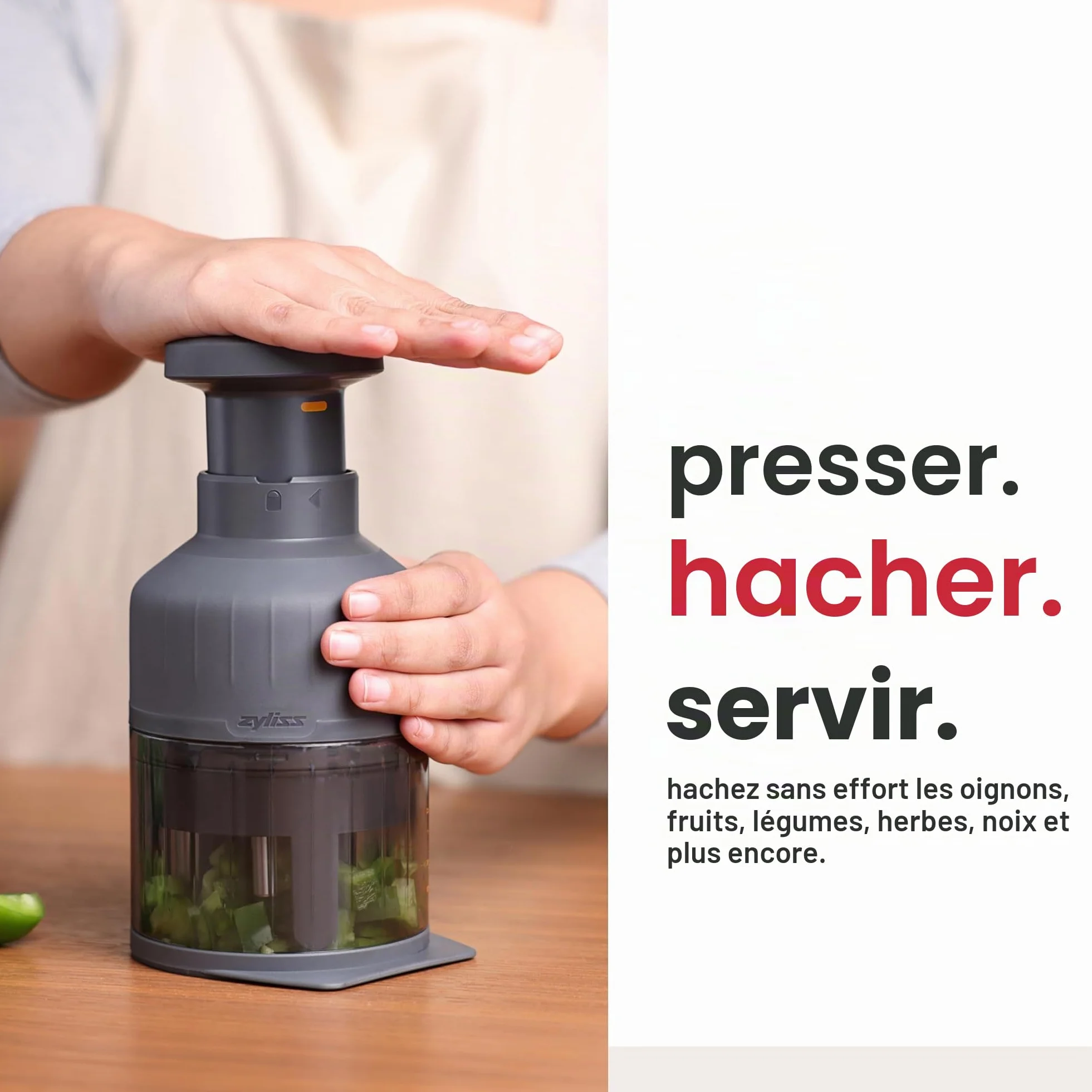 Zyliss Zick Zick 3 Hachoir Manuel Coupe Oignon Acier Inoxydable Éminceur Légumes Ail Herbes