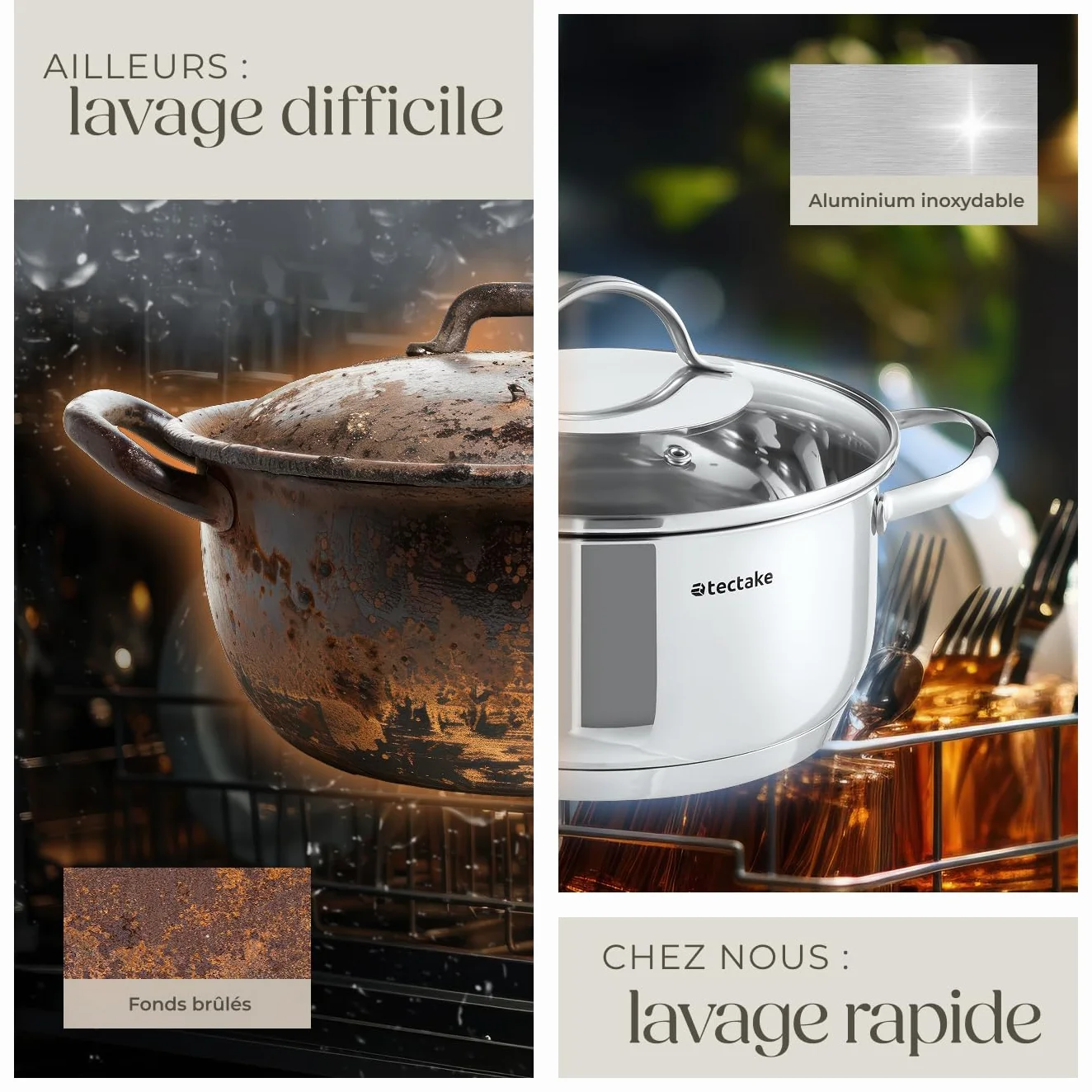 Tectake Set de casseroles et poêles Aluminium inox anti-adhésif 15 pcs gaz vitrocéramique
