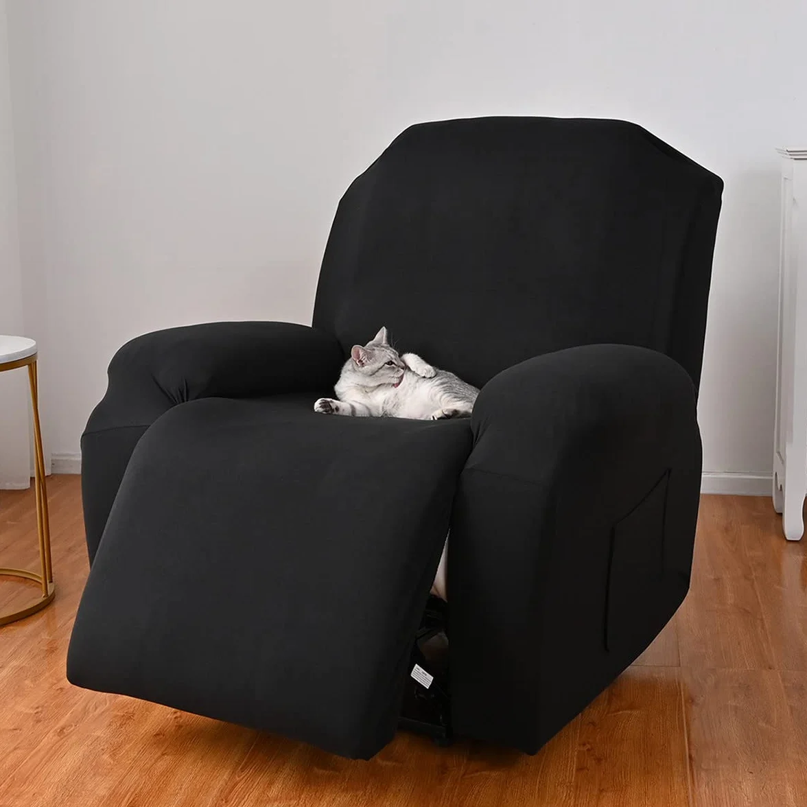 FANSU Housse de Fauteuil Relax Extensible 1 Places Lavable Protege de Meubles Canapé Inclinable Noir