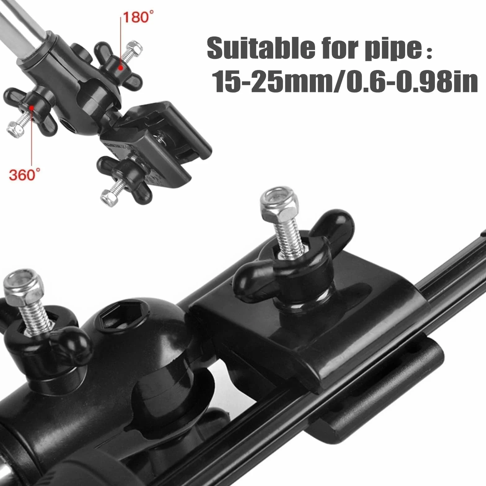 Agatige Parapluie Poussette avec Clip 360° pour Fauteuil Roulant, Vélo, Chaise