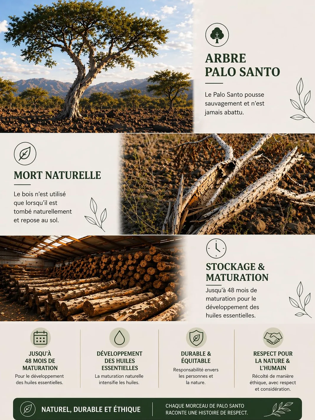 rooted.® L'Original Palo Santo - Bois sacré du Pérou - Encens - Méditation et Purification - Récolte Durable