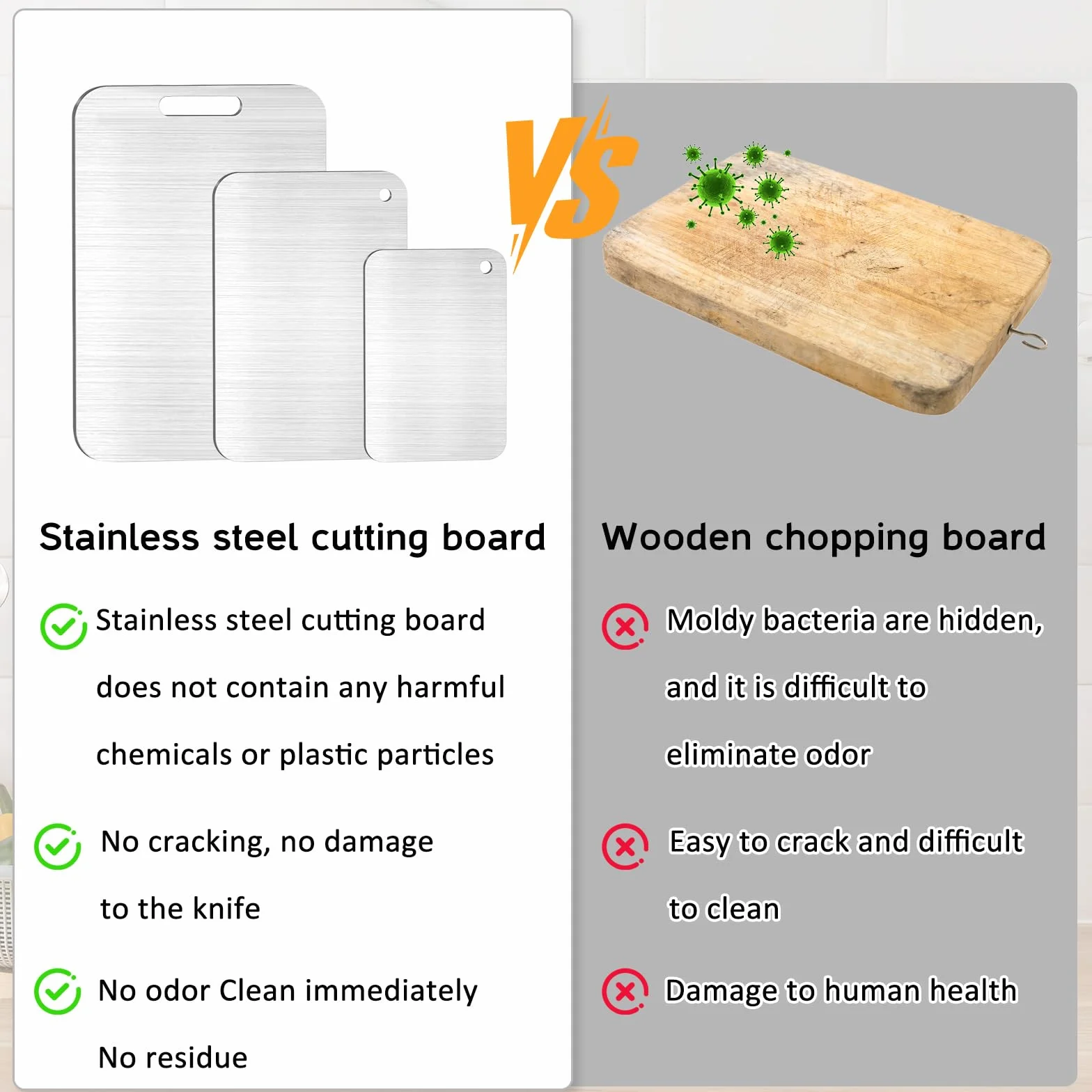 Yamato Planche à Découper en Titane, 3 Pcs Inox, Cuisine