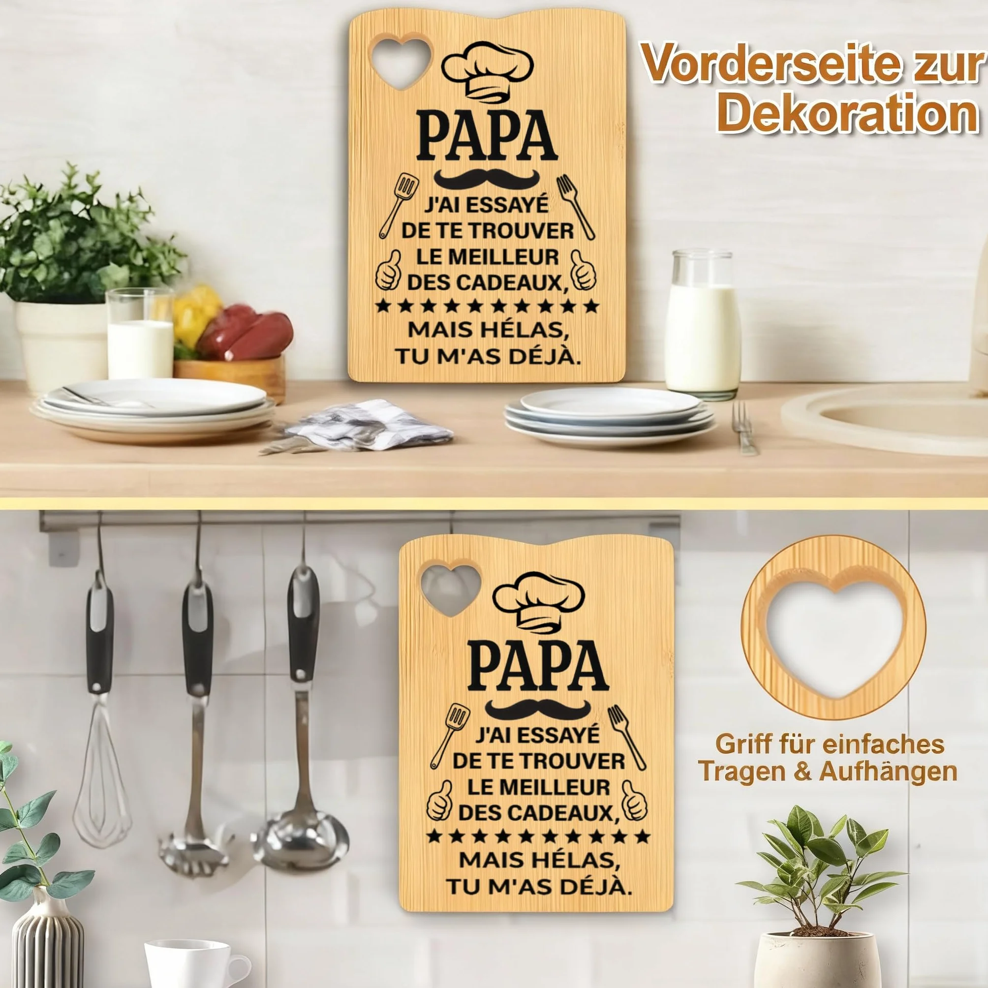 Cadeau Papa Planche à Découper en Bambou, Cadeaux Fête des Pères