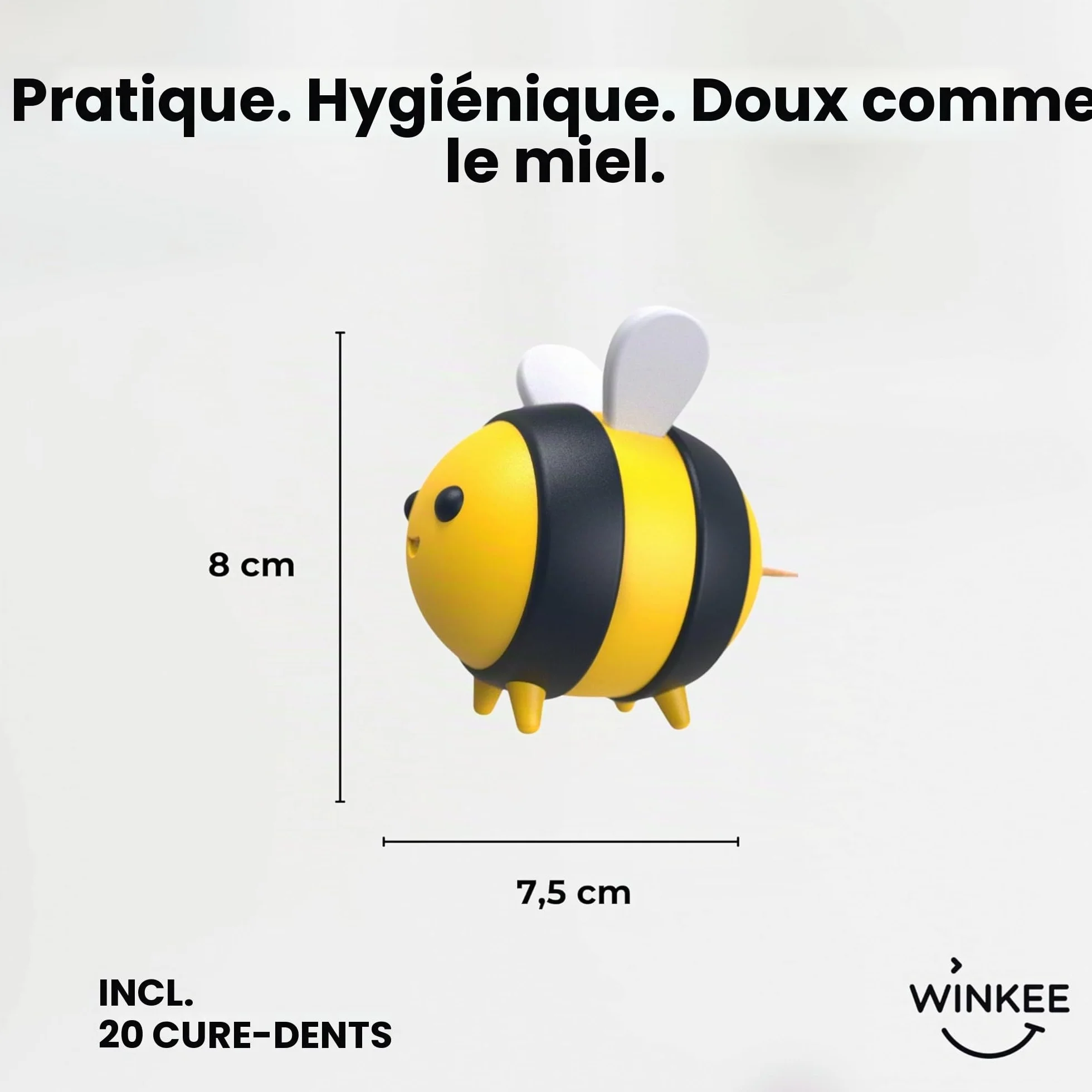 Winkee Distributeur de cure-dents en forme d'abeille, pour cure-dents standard 6 cm