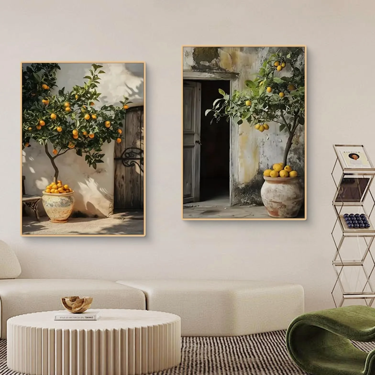 TROYSINC Lot de 2 posters motif plantes méditerranéennes citronnier olivier 50x70 cm sans cadre