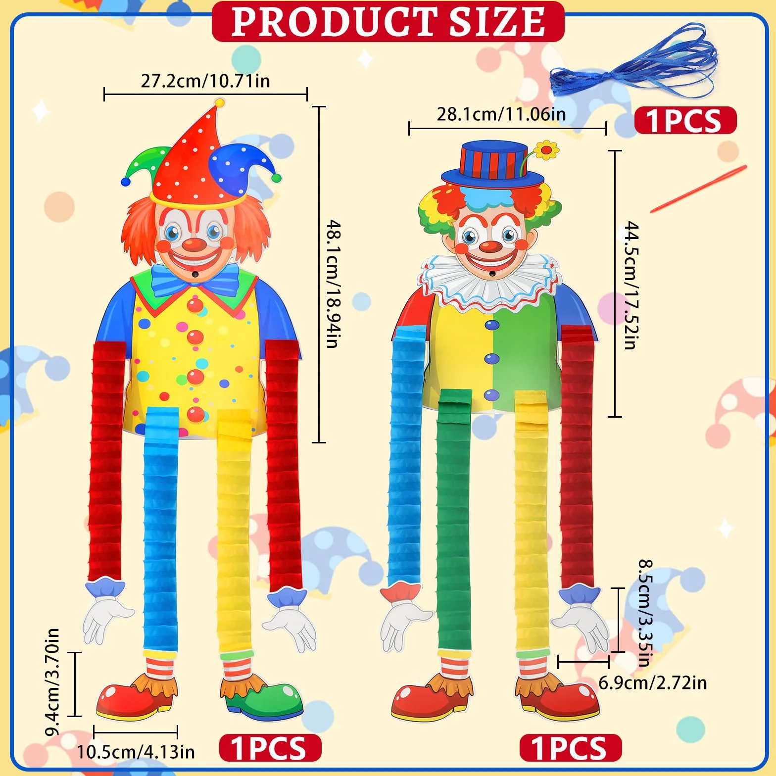 Mumjooyi Décoration de Clown Bannière Suspendue 2 Pièces pour Carnaval Mardi Gras