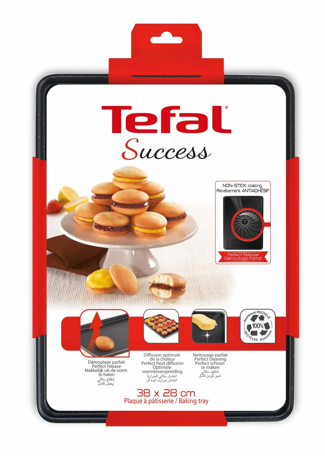 Tefal Success Plaque à pâtisserie 38x28 cm, Revêtement antiadhésif, Aluminium recyclé, Fabriqué en France