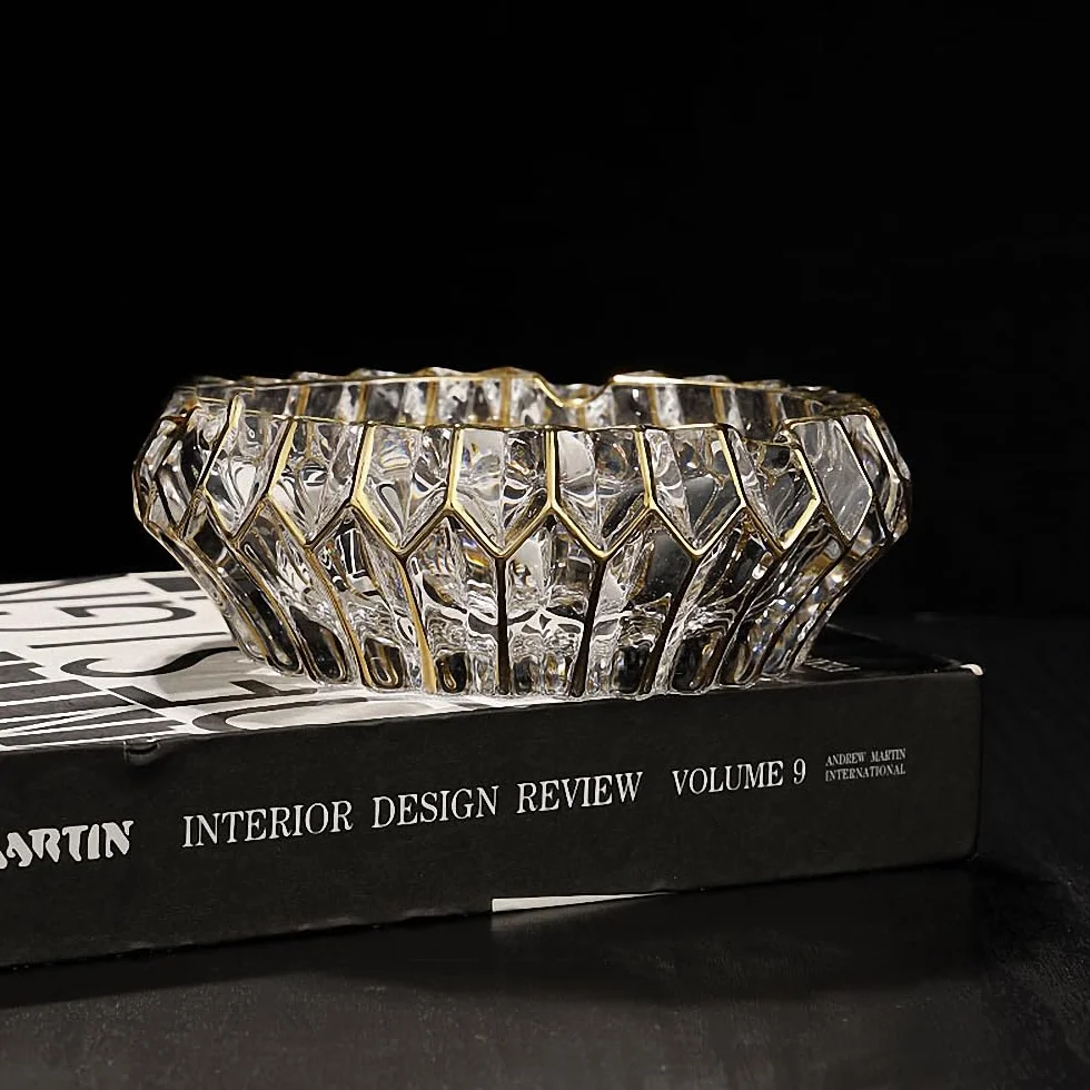 Bol décoratif en cristal doré peint à la main 14 cm