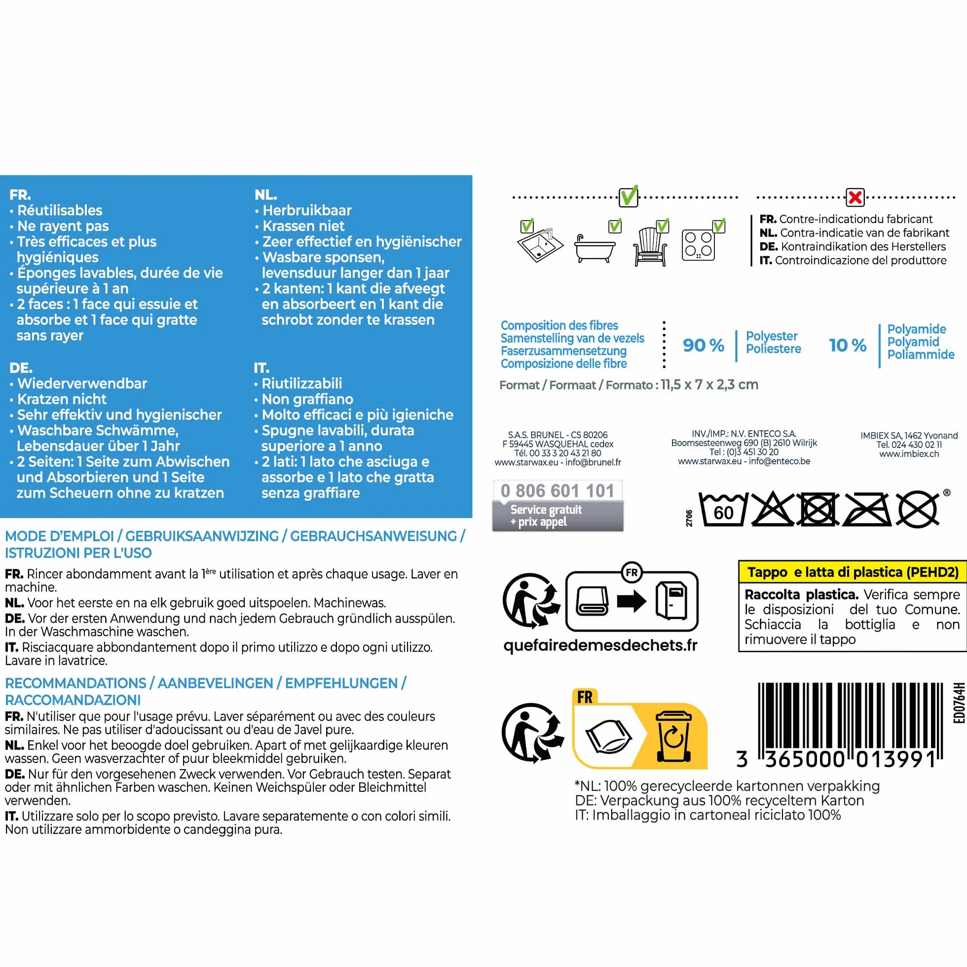 STARWAX éponges microfibres x2 absorbantes résistantes essuyantes nettoyer sans rayer polyester polyamide