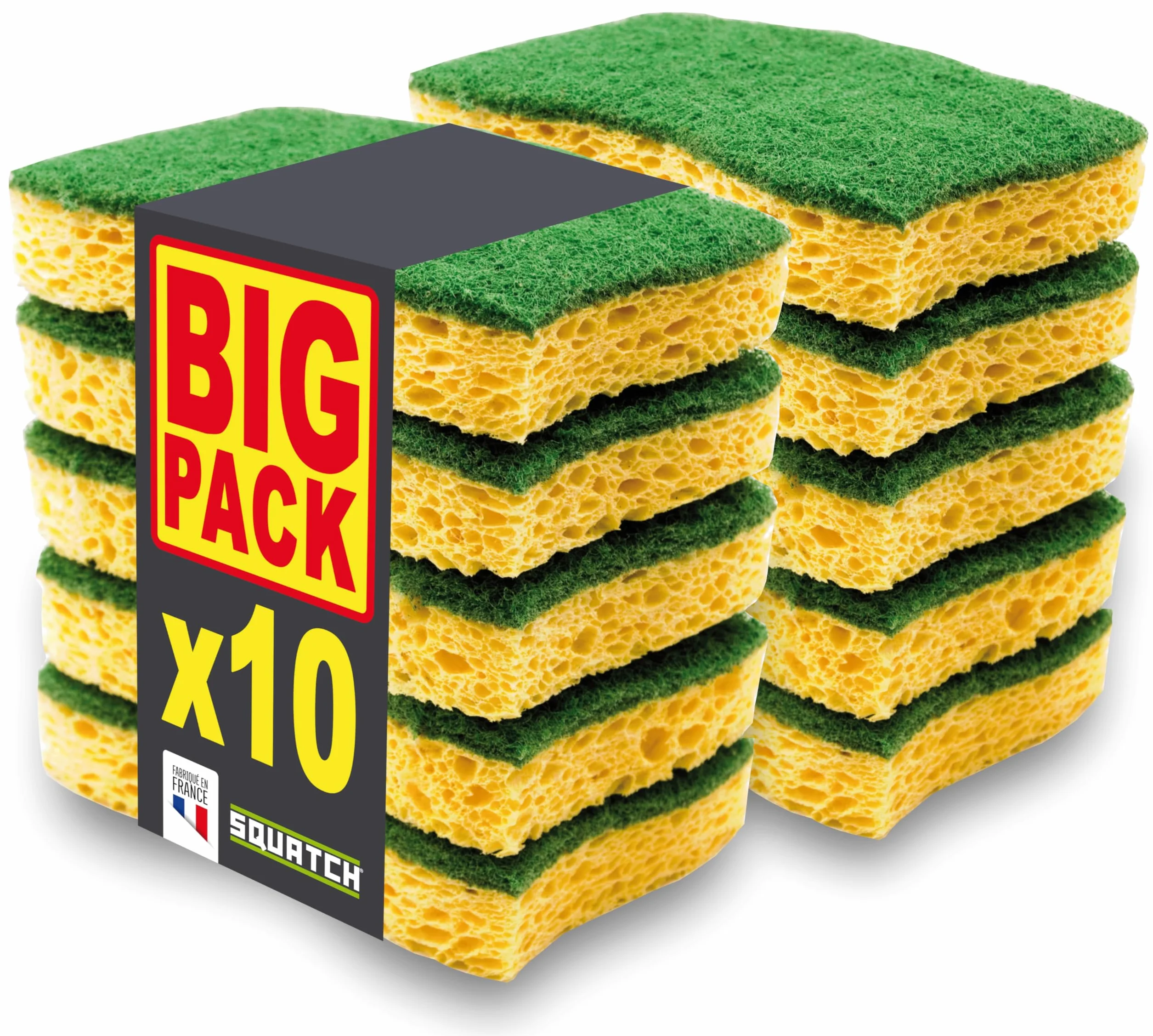 SQUATCH® Classic Lot de 10 Éponges Vaisselle Cellulose Ultra Absorbantes