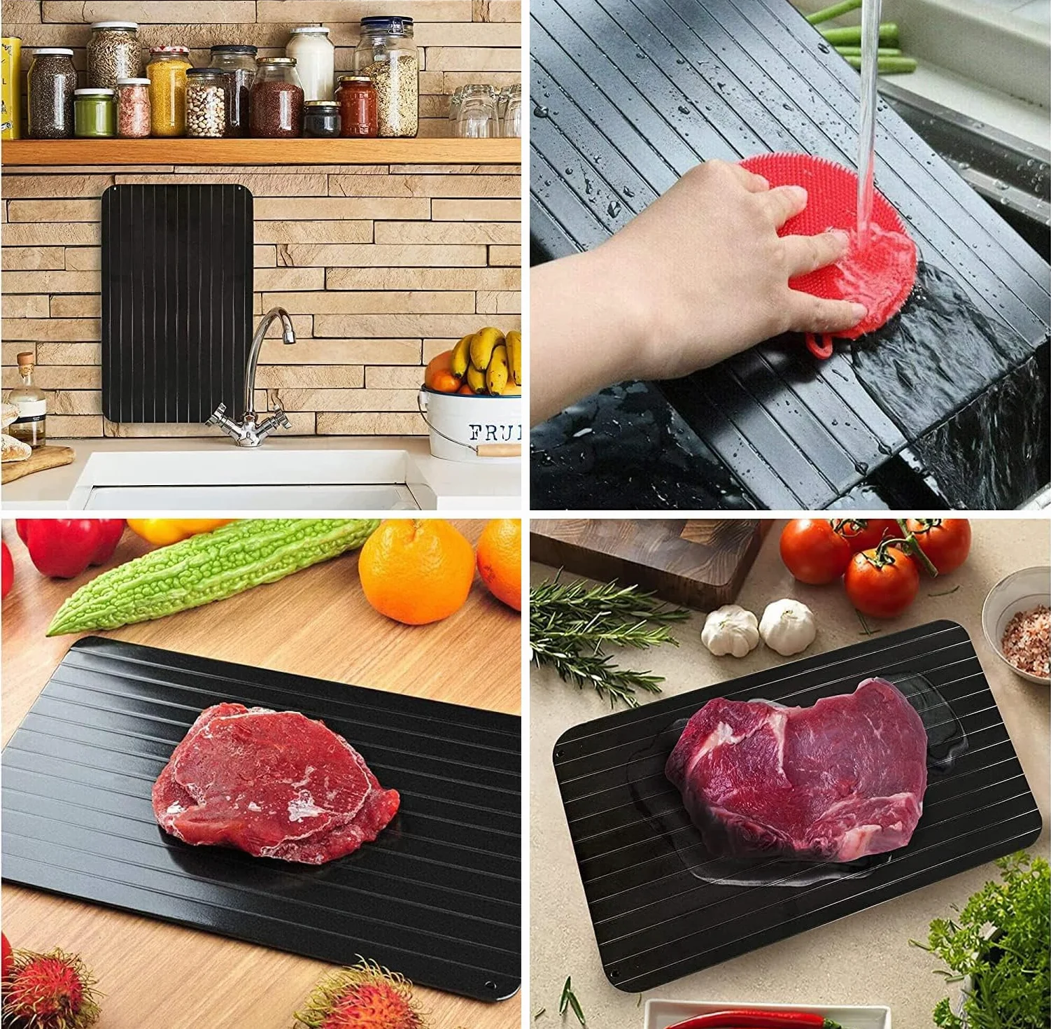 Plateau de Décongélation Rapide Planche à Découper Dégivrage Aliments Surgelés Viande Efficace